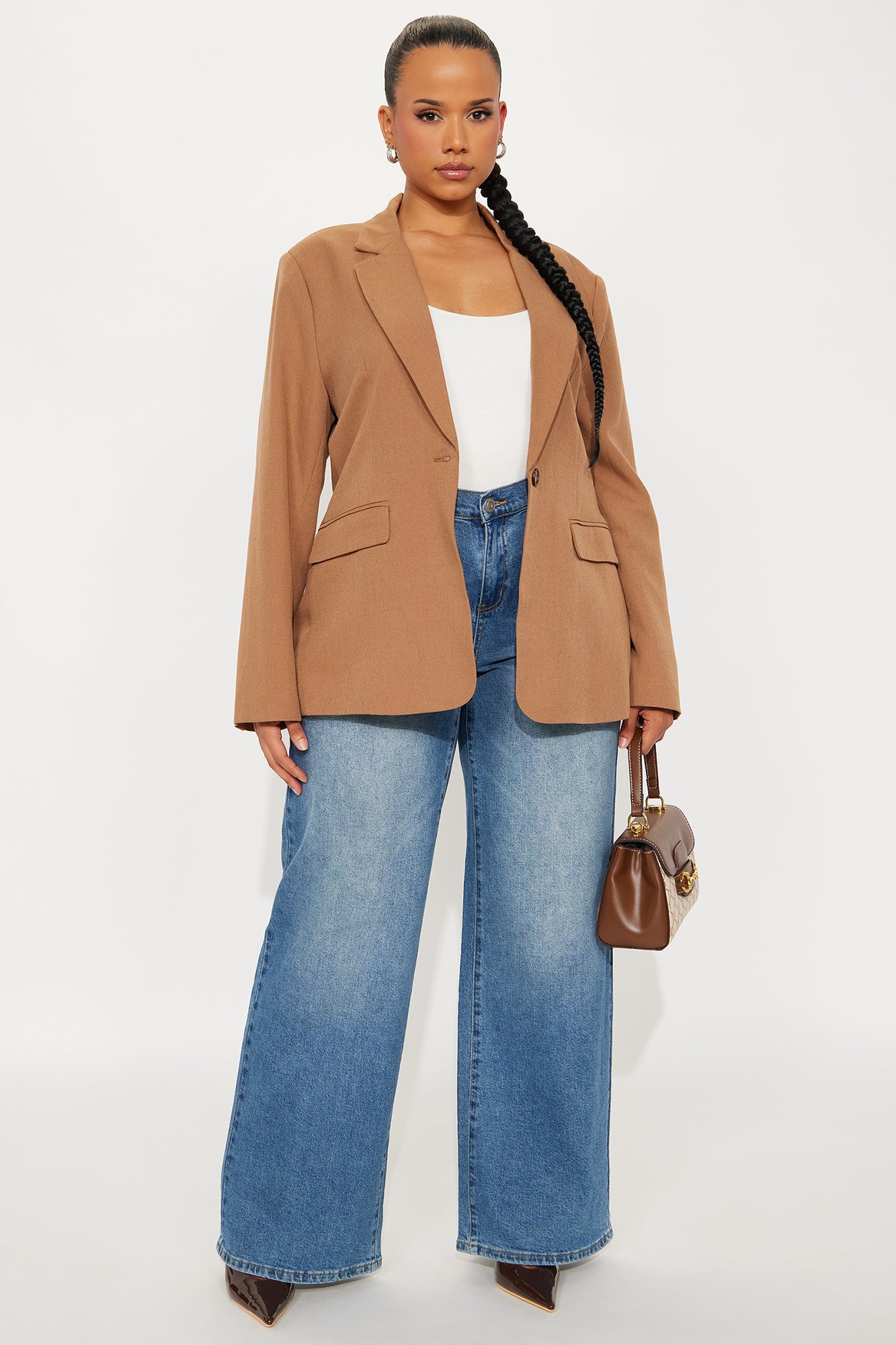 Alexandra Structured Twill Blazer - Tan