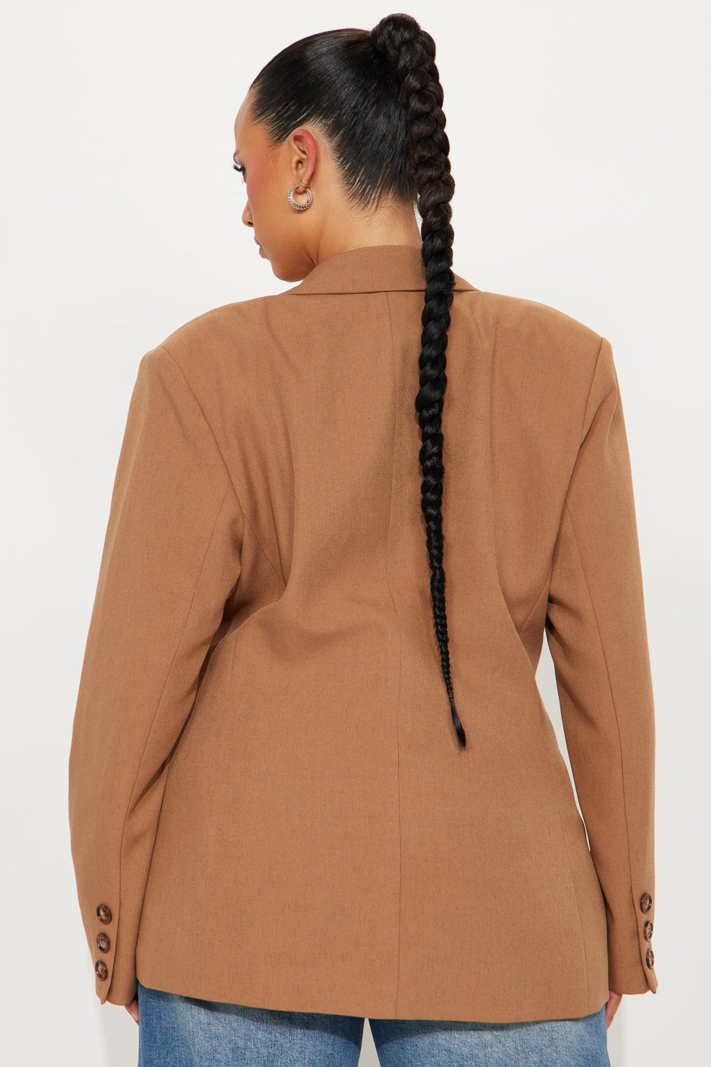 Alexandra Structured Twill Blazer - Tan