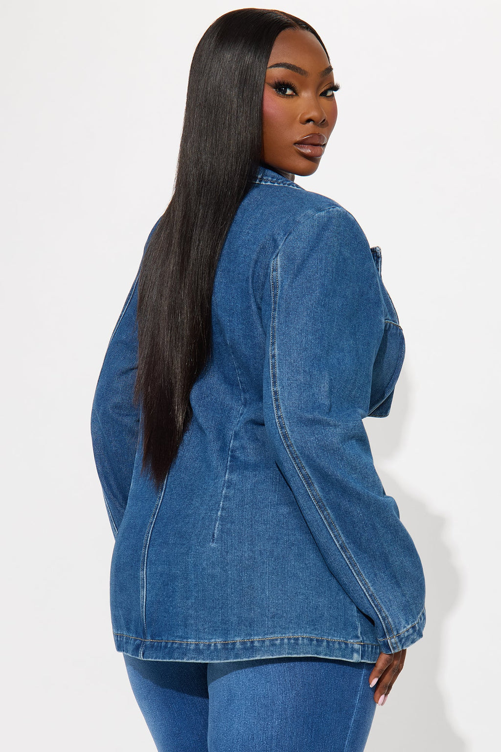 So Inspired Tie Front Denim Blazer Jacket - Medium Wash