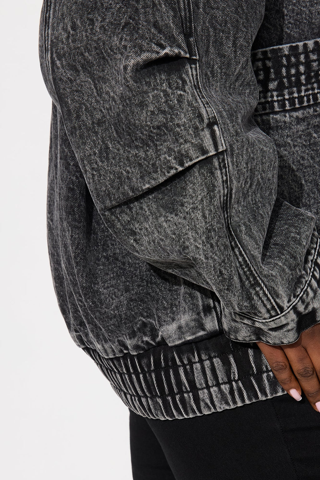 Yara Oversized Denim Bomber Jacket - Black Wash