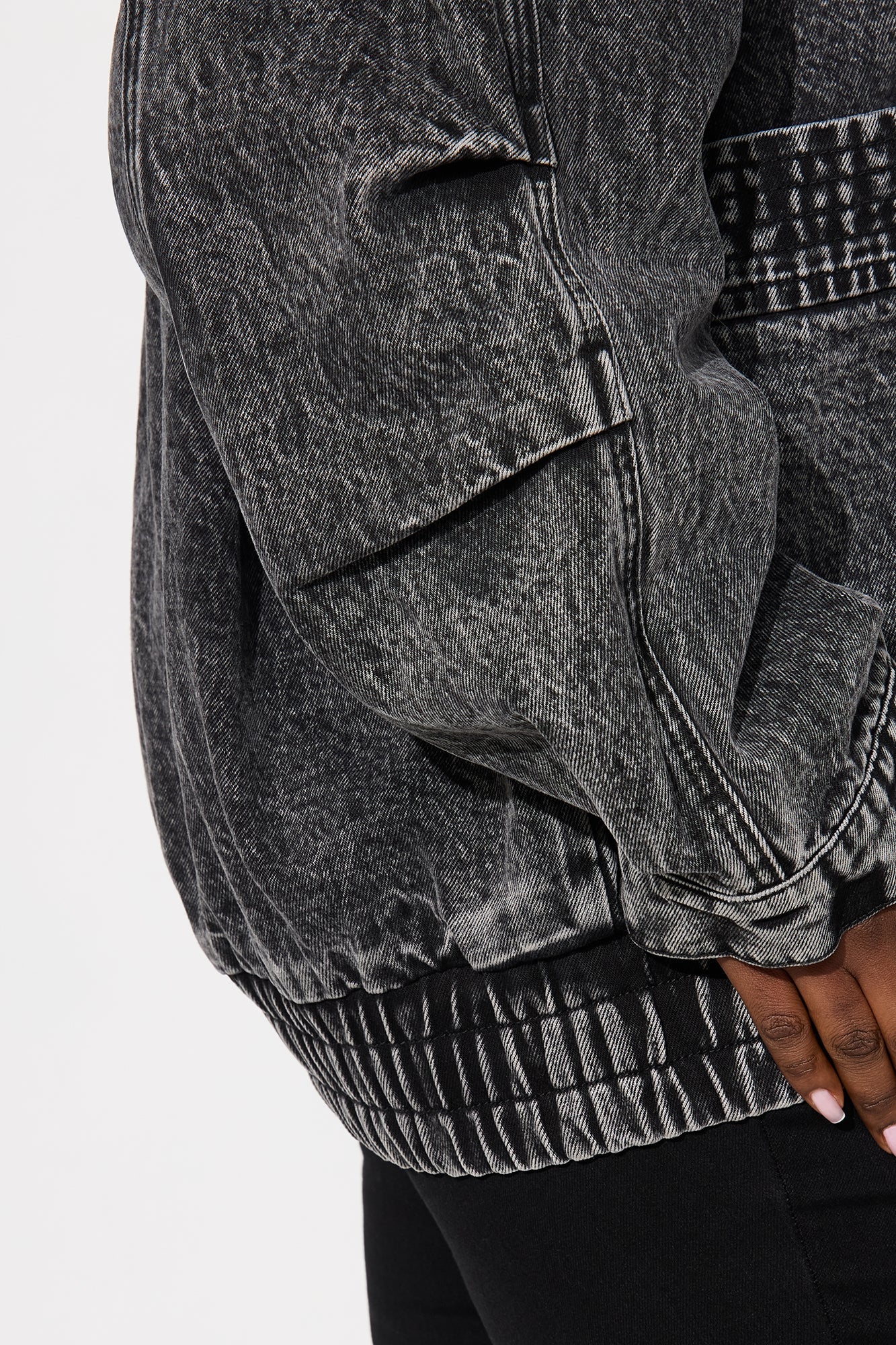 Yara Oversized Denim Bomber Jacket - Black Wash
