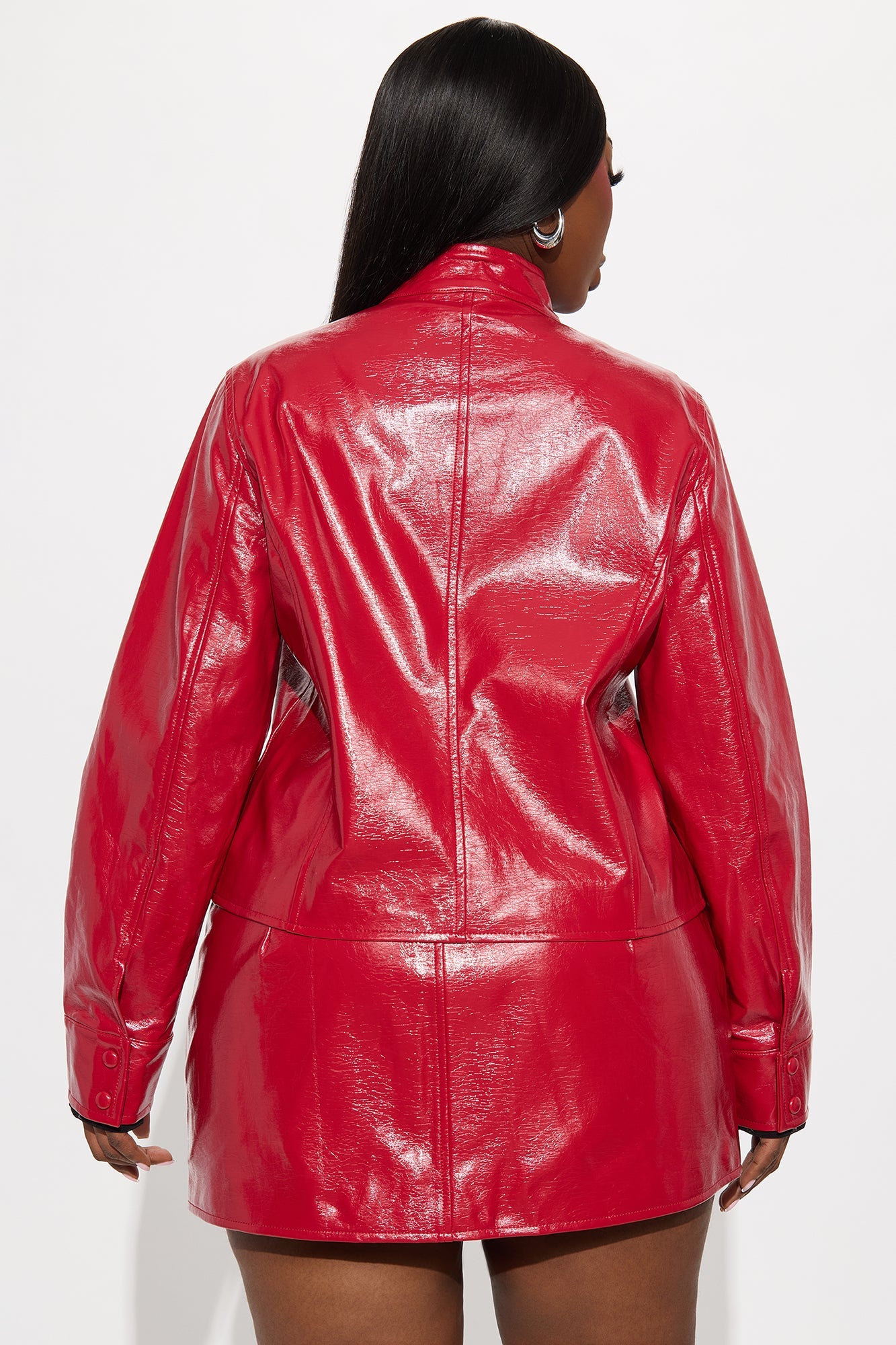 Tessa Faux Leather Moto Jacket - Red