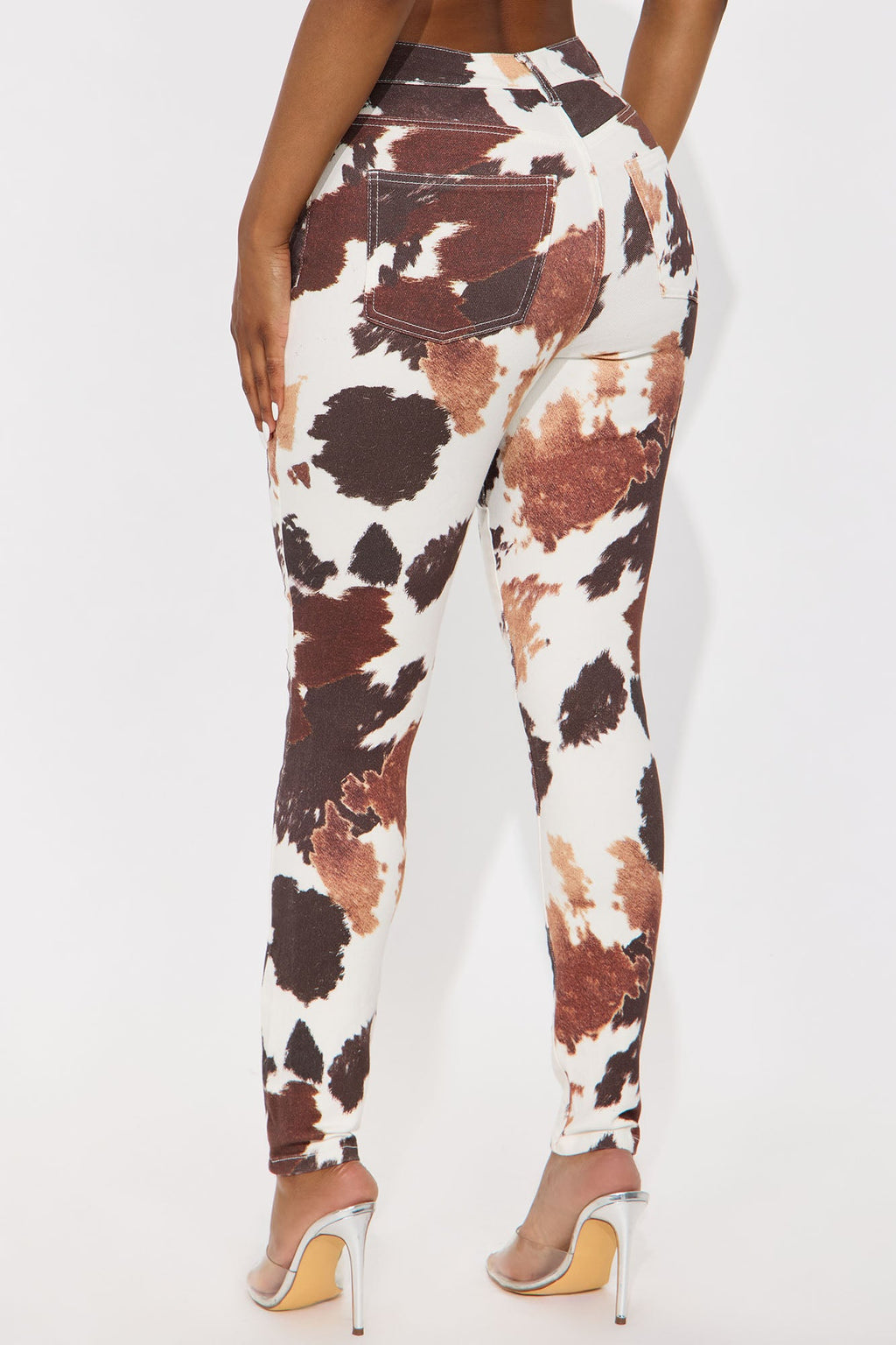 Pick Me Printed Skinny Jeans - Brown/combo