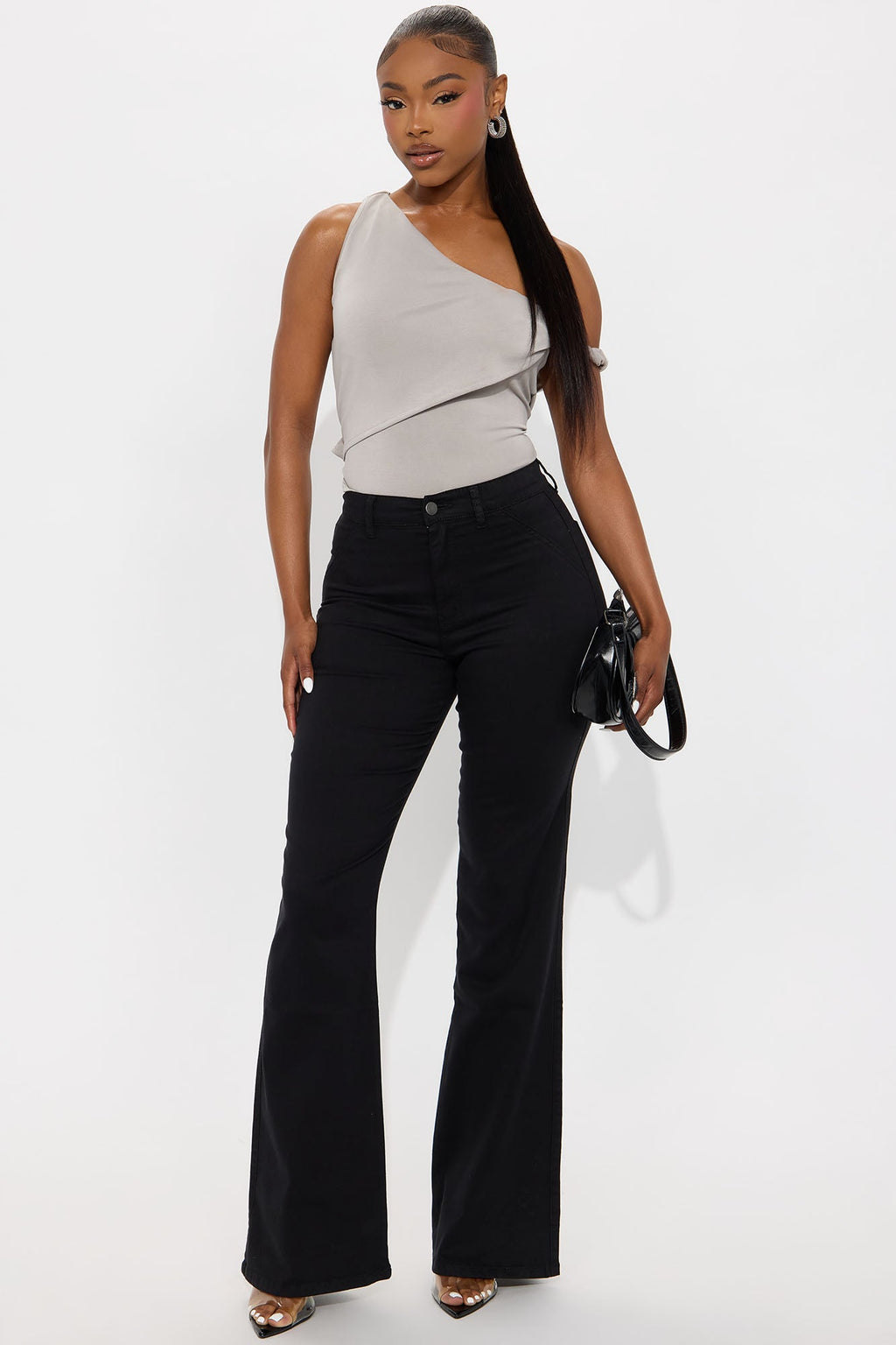 Classic Color Trouser Flare Jeans - Black
