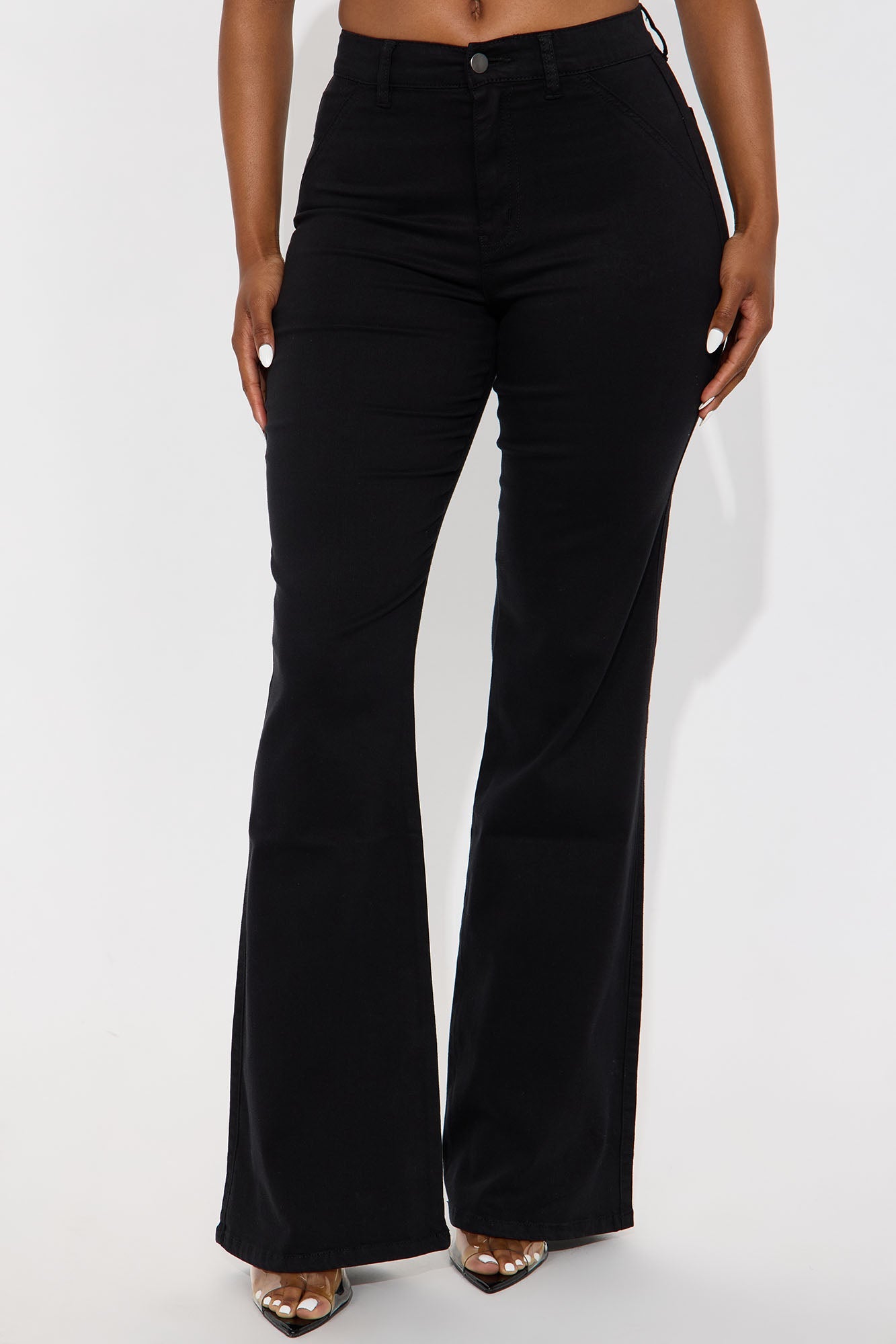 Classic Color Trouser Flare Jeans - Black