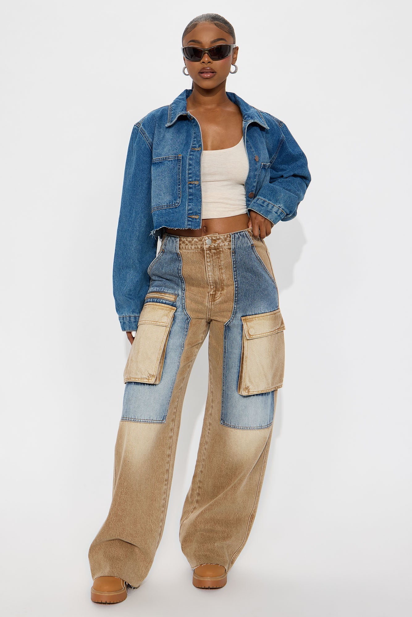 Sahara Cargo Straight Leg Jeans - Dark Wash