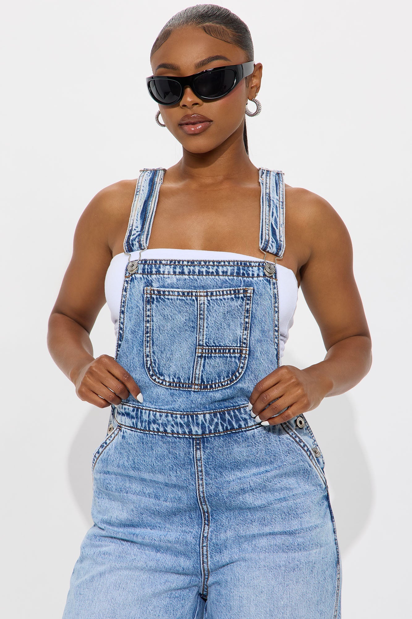 Typical Rachel Wide Leg Denim Overalls - Light Wash