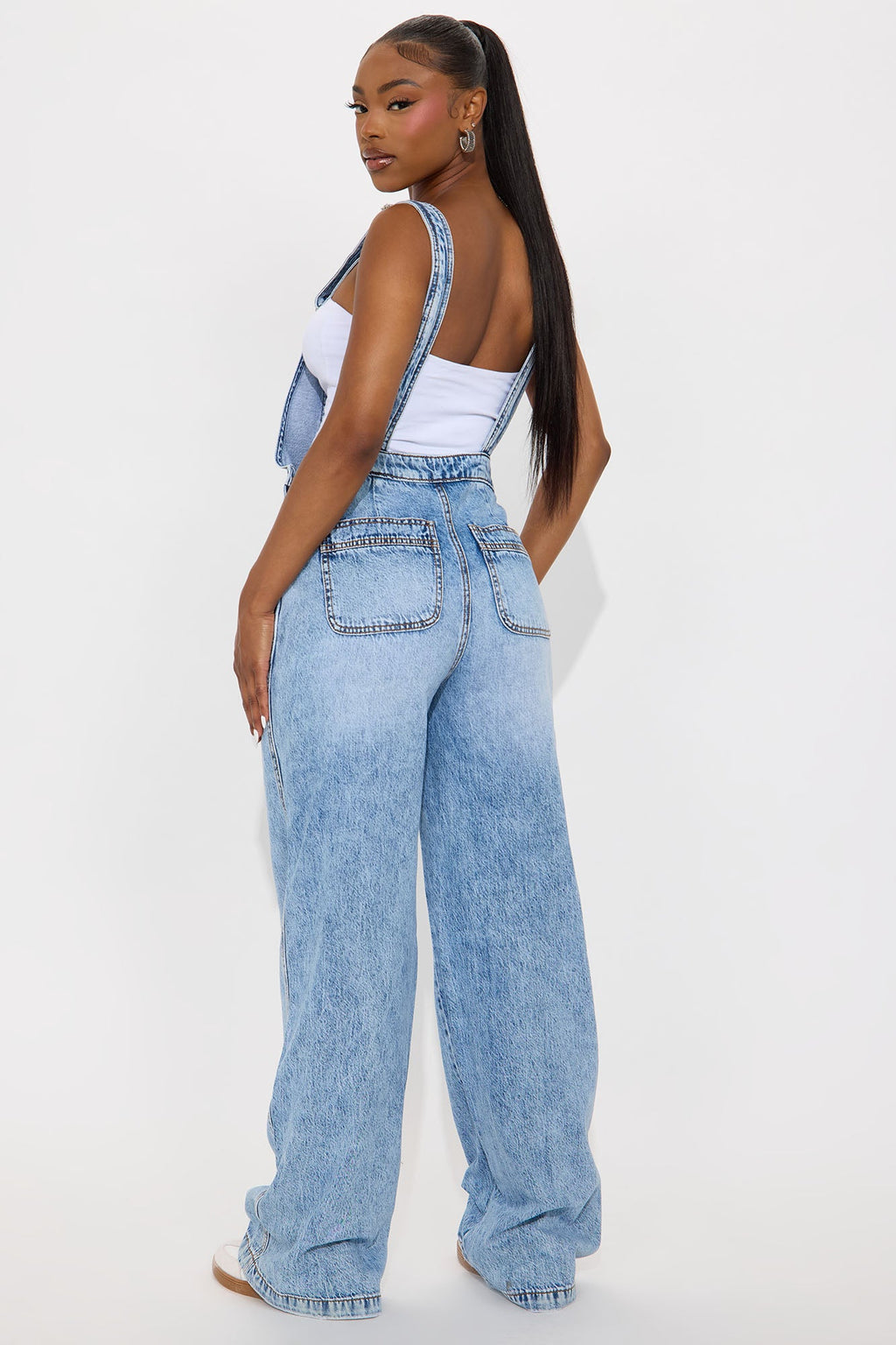 Typical Rachel Wide Leg Denim Overalls - Light Wash