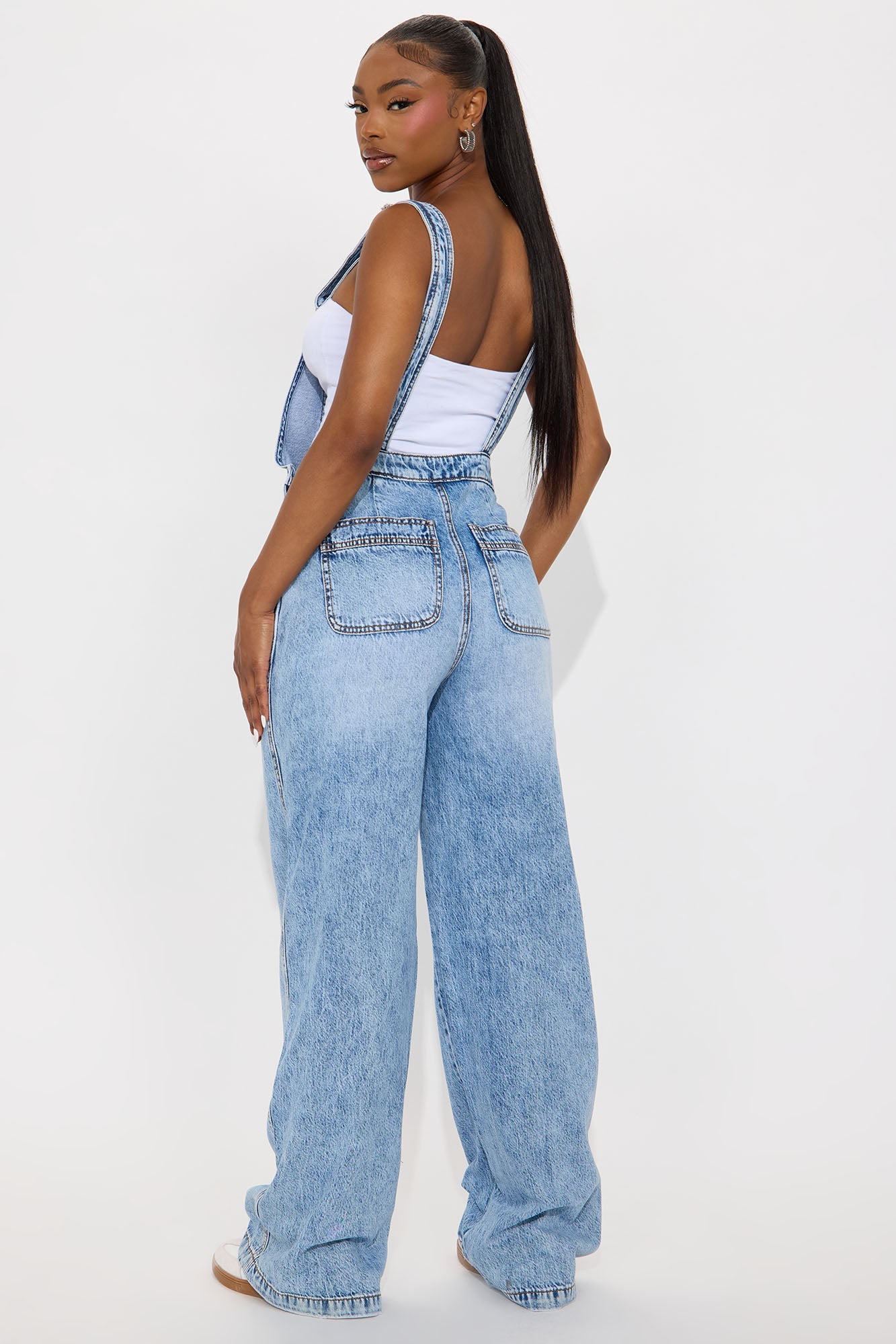 Typical Rachel Wide Leg Denim Overalls - Light Wash