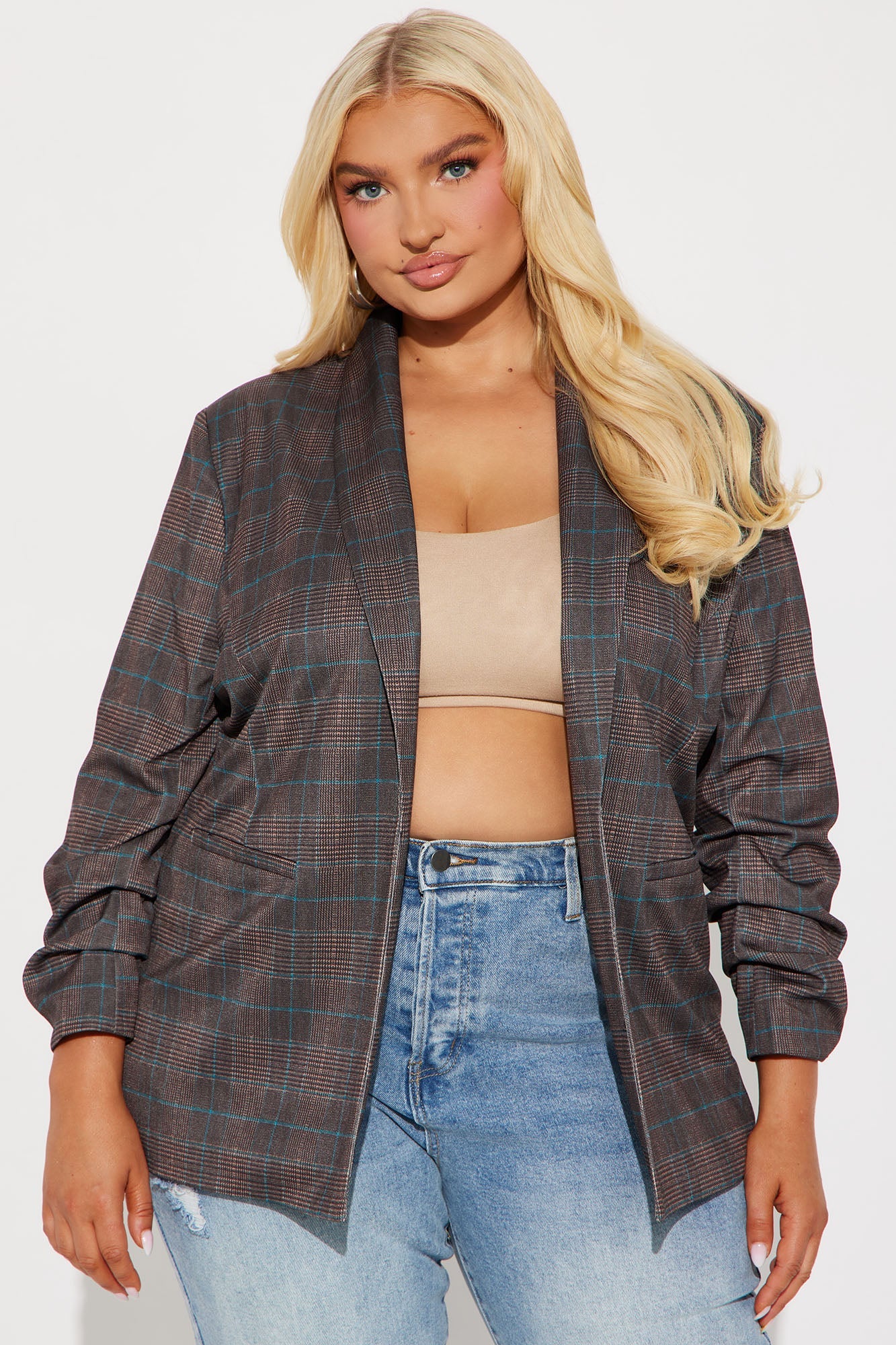 Celine Plaid Blazer - Brown/combo