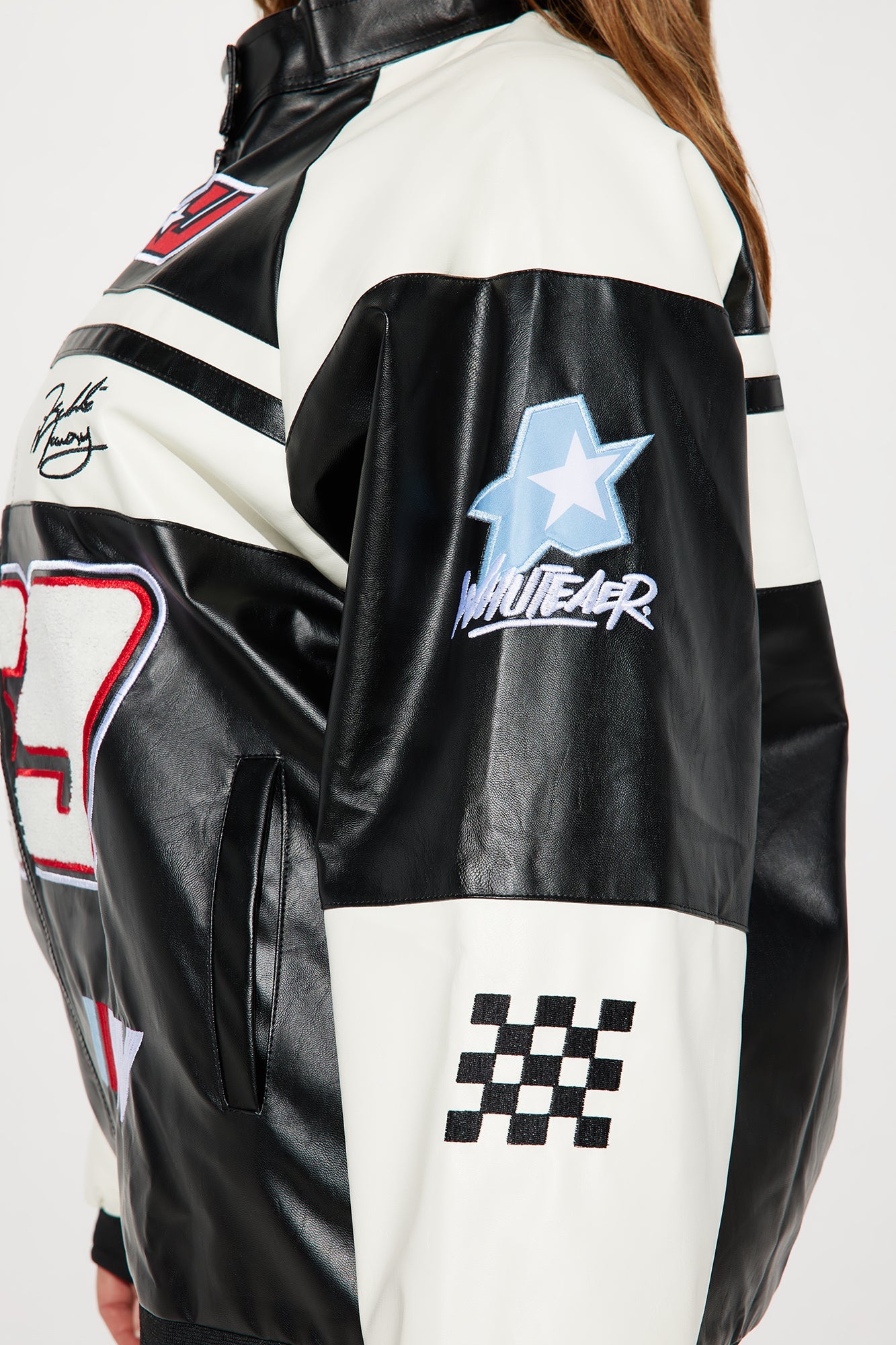 Racing Flag Bomber Jacket - Black/White