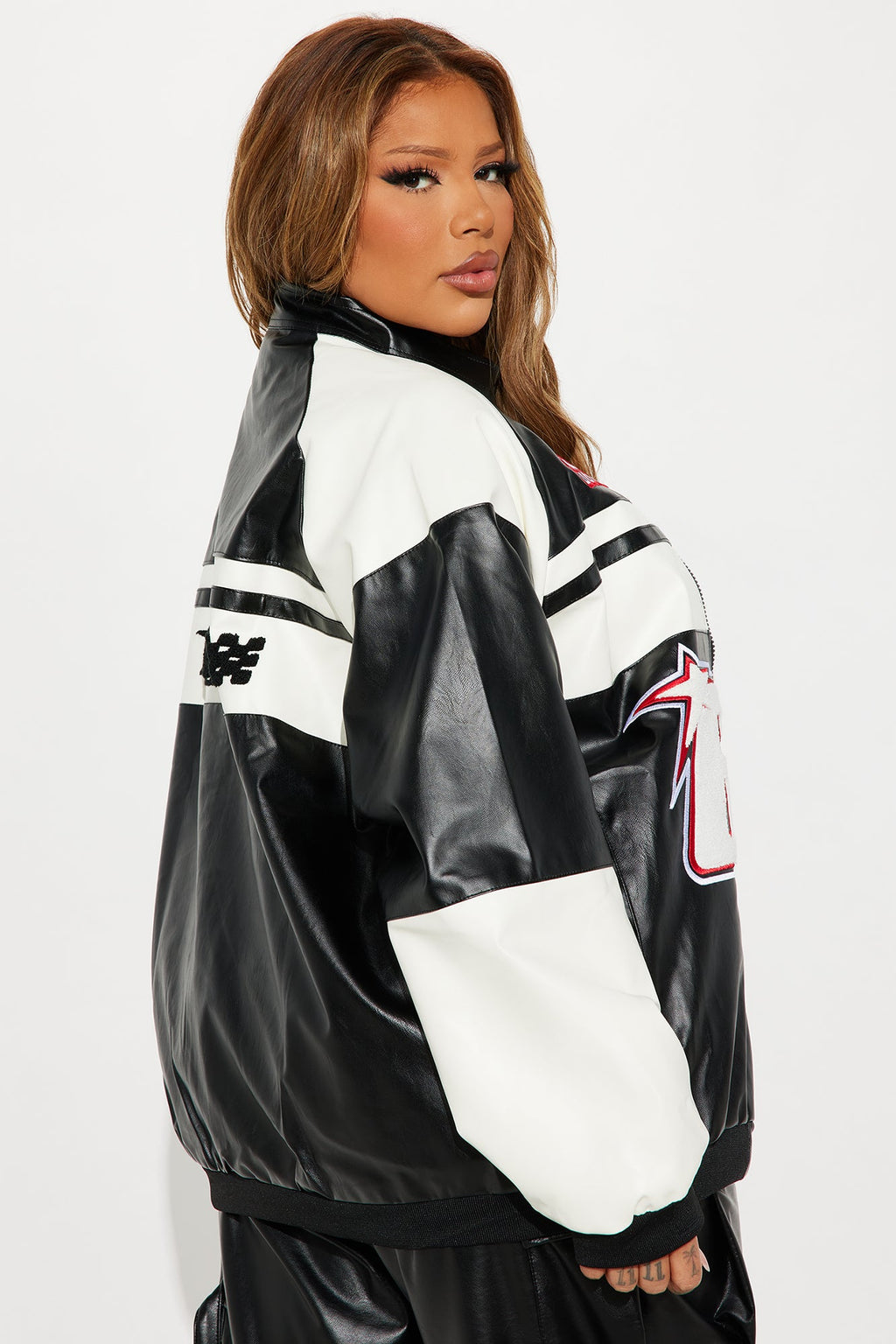 Racing Flag Bomber Jacket - Black/White
