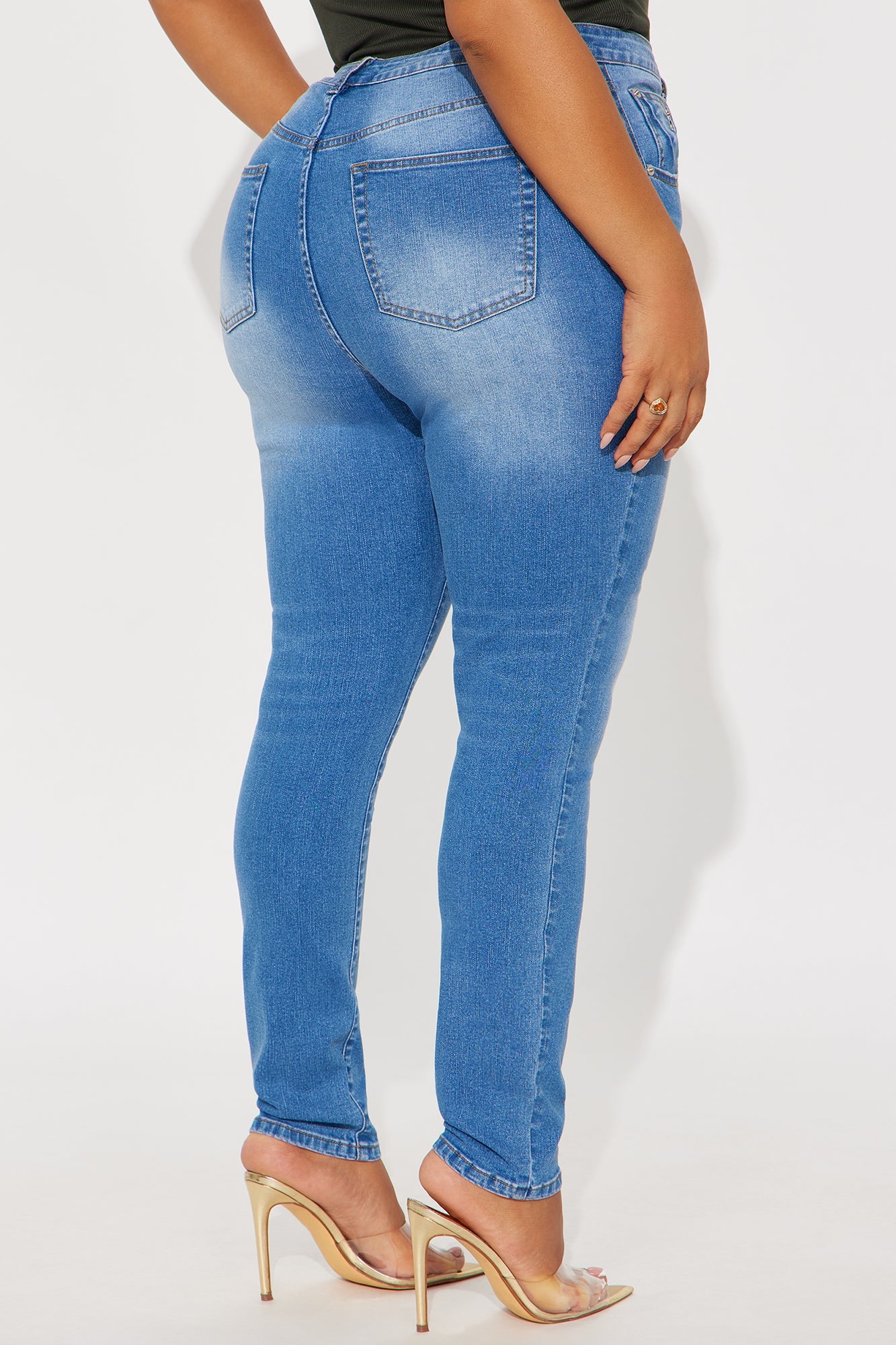 On Point Crossover Skinny Jeans - Medium Wash