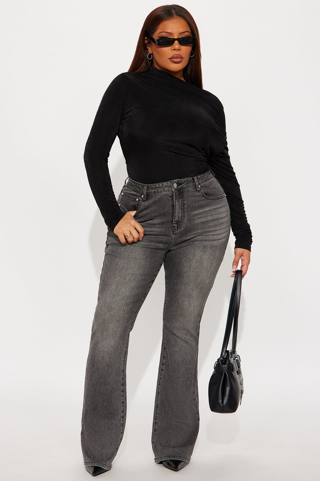 Tessa High Rise Bootcut Jeans - Grey