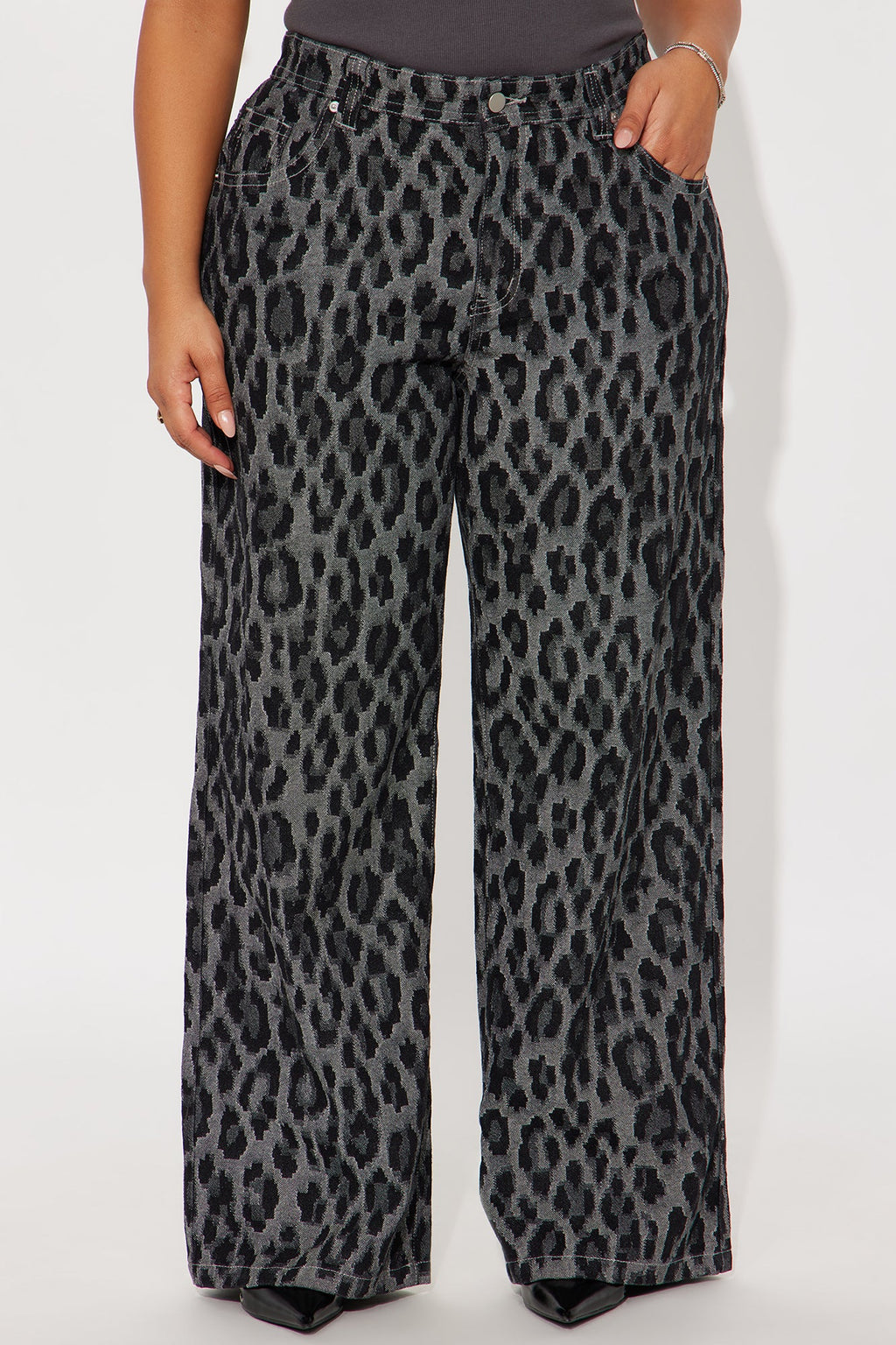 Danger Zone Leopard Straight Leg Jeans - Black/combo