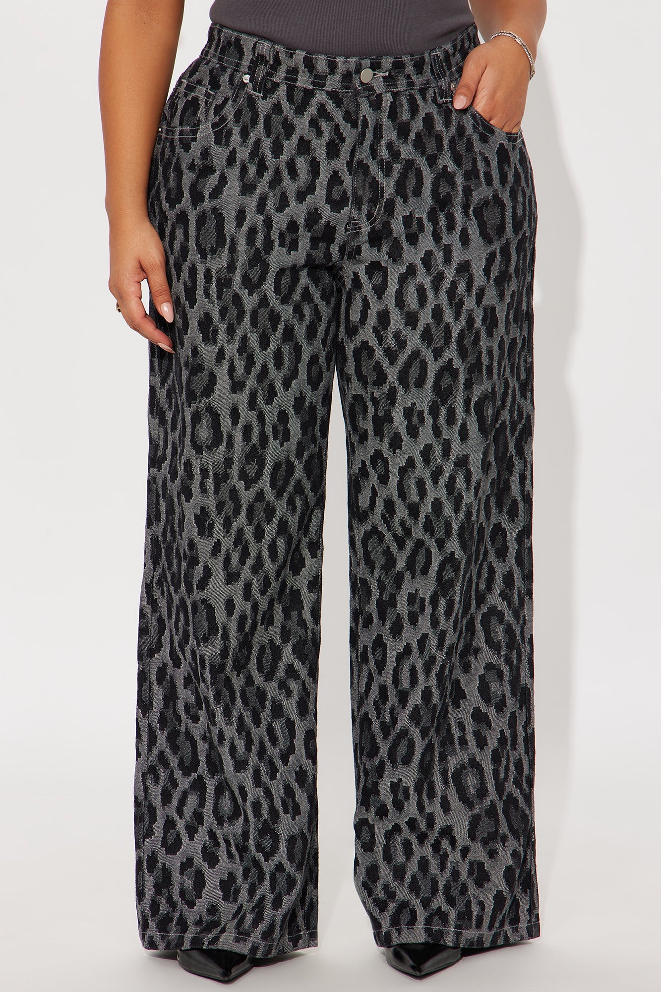Danger Zone Leopard Straight Leg Jeans - Black/combo