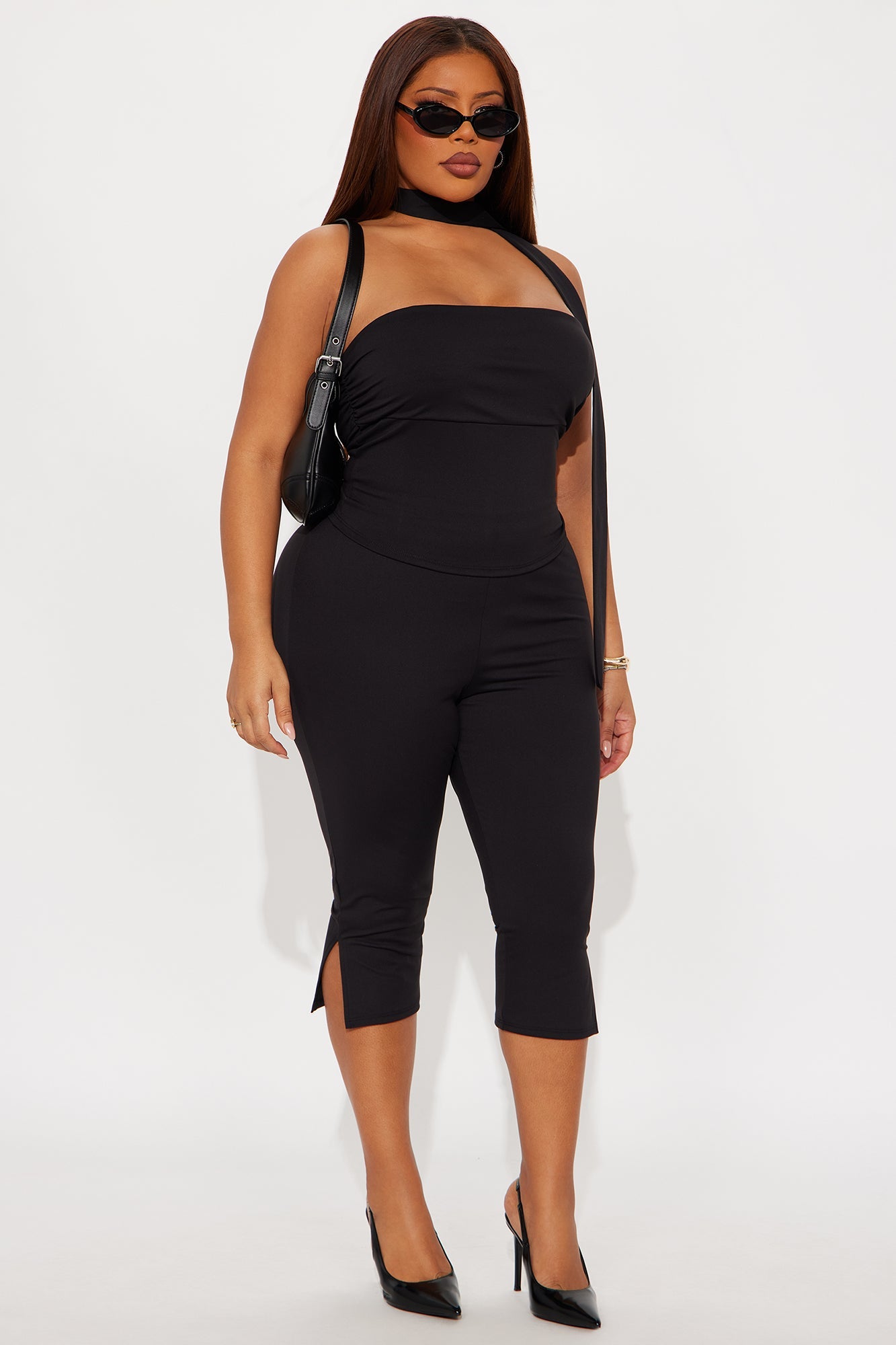 Ava 3 Piece Capri Set - Black