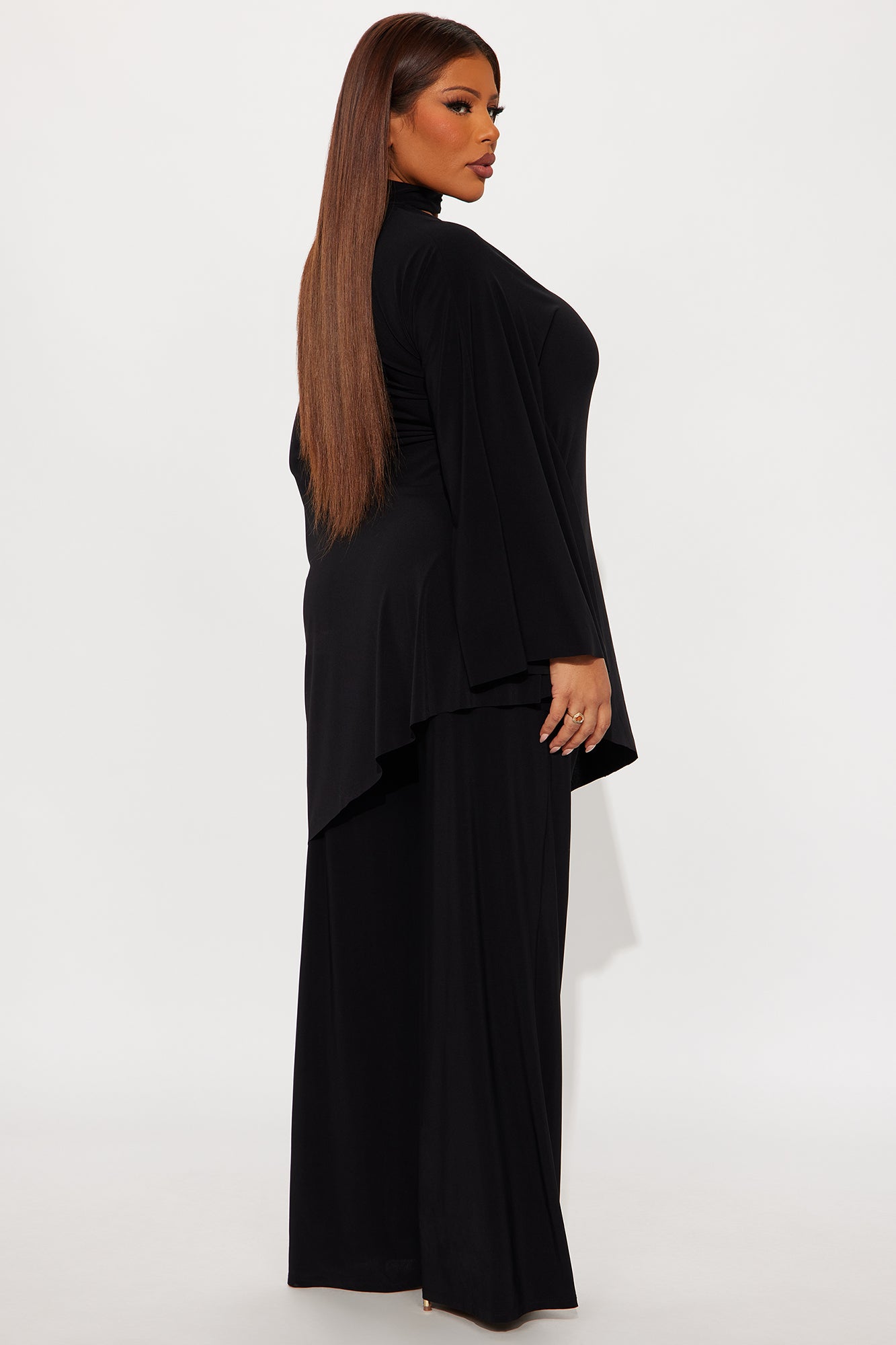 Draped Devotion One Shoulder Pant Set  - Black