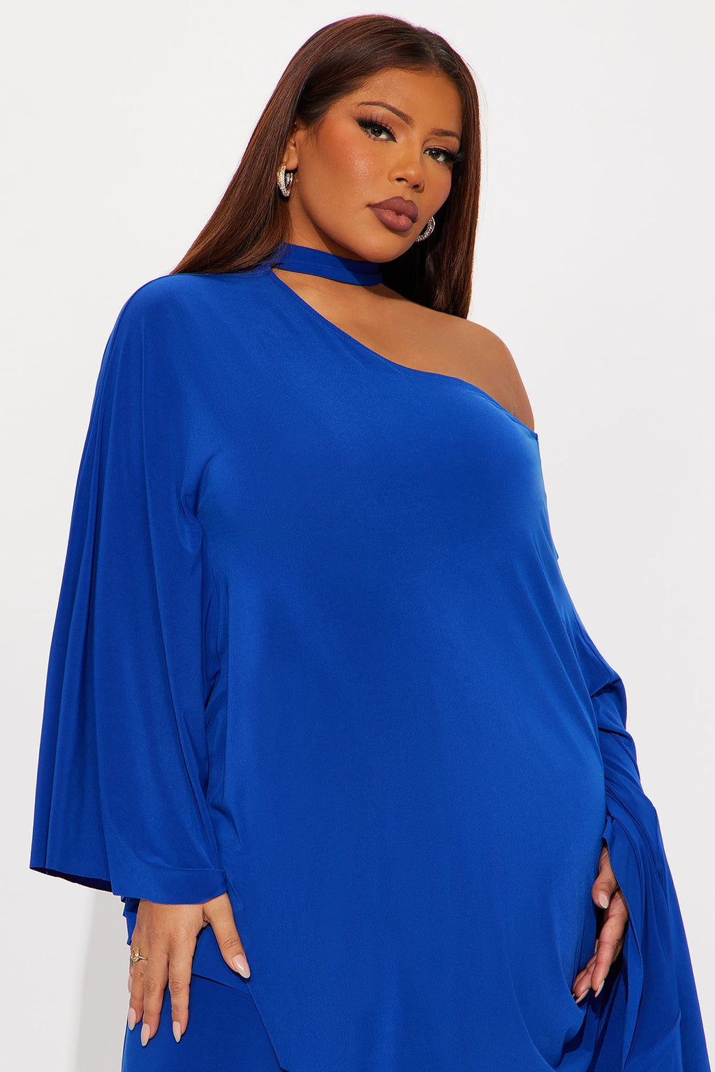 Draped Devotion One Shoulder Pant Set  - Royal