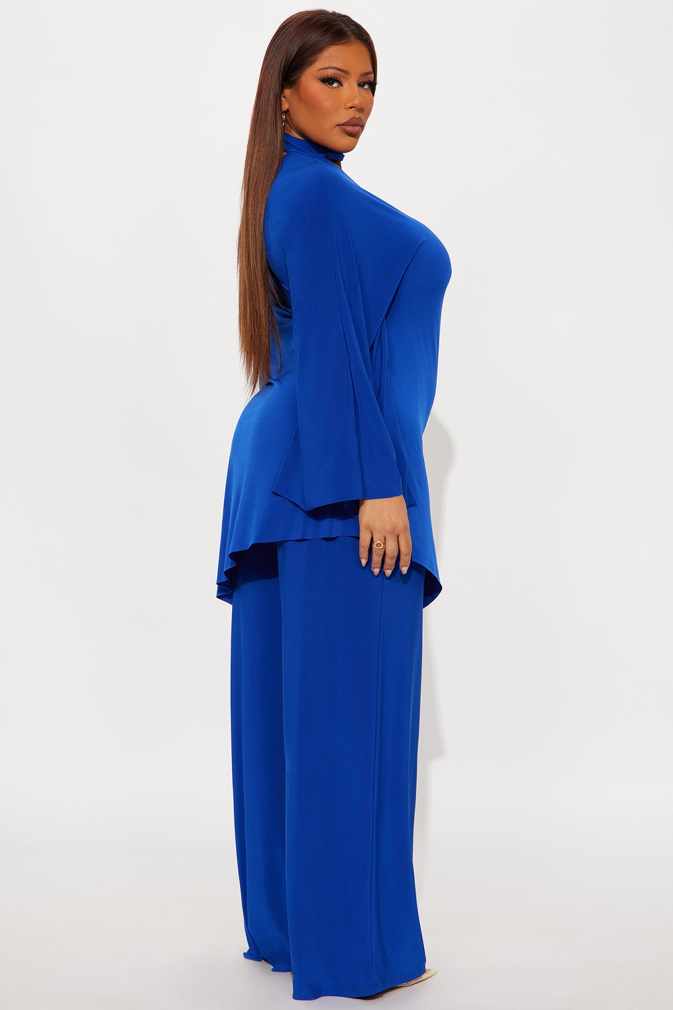 Draped Devotion One Shoulder Pant Set  - Royal