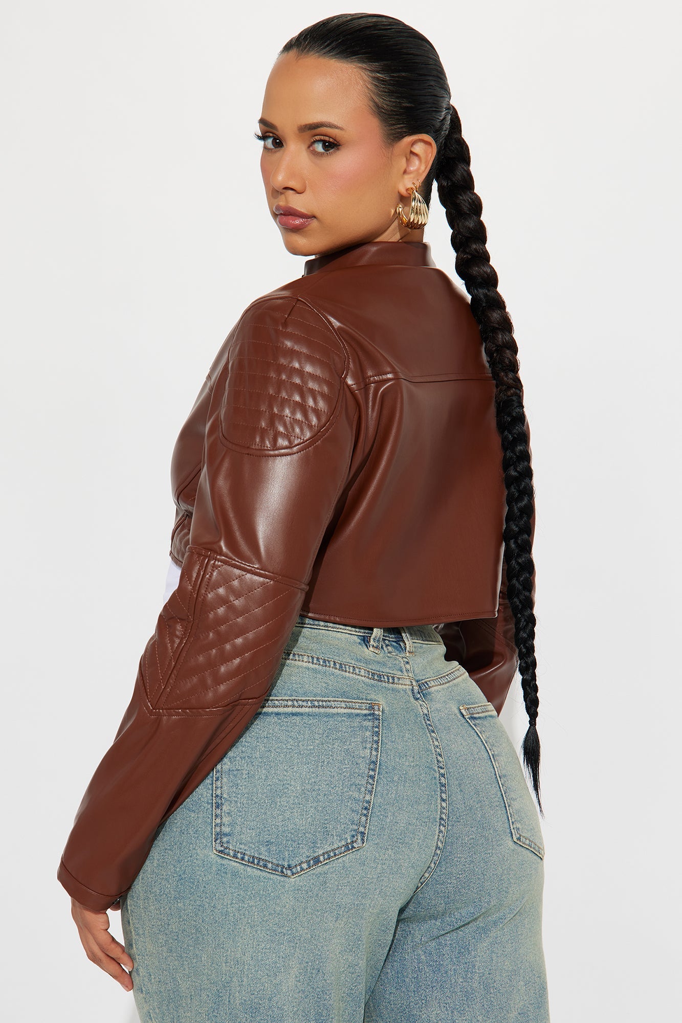 Biker Club Faux Leather Jacket - Chocolate