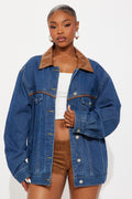 Everyday Oversized Denim Barn Jacket - Dark Wash