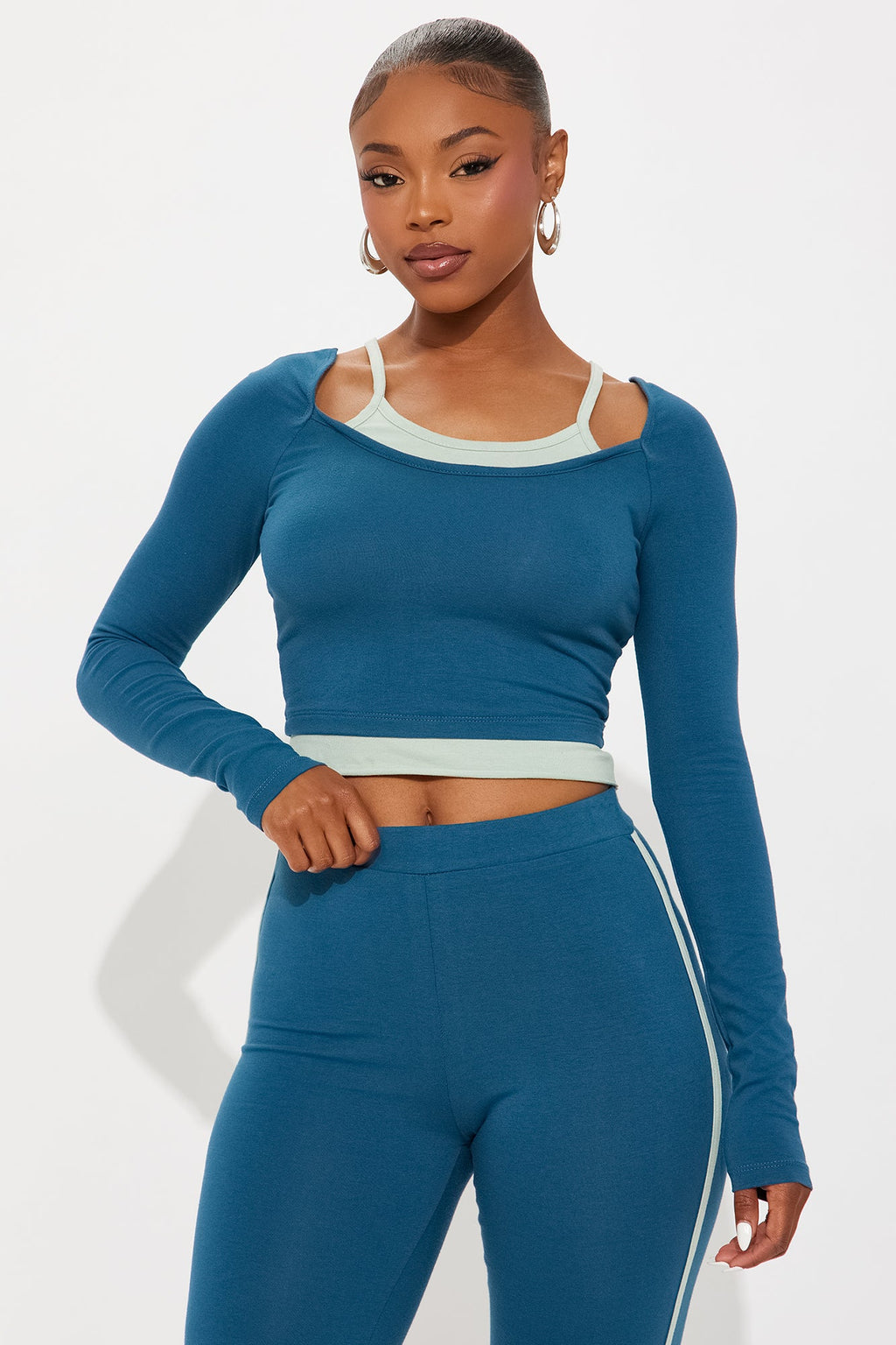 Double Up Pant Set - Teal/combo