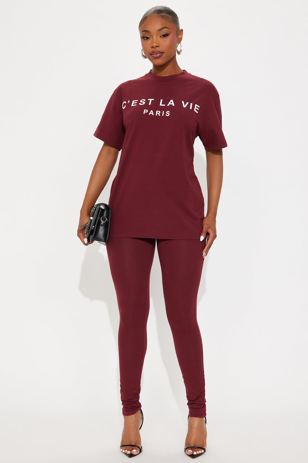 C'est La Vie Legging Set - Burgundy