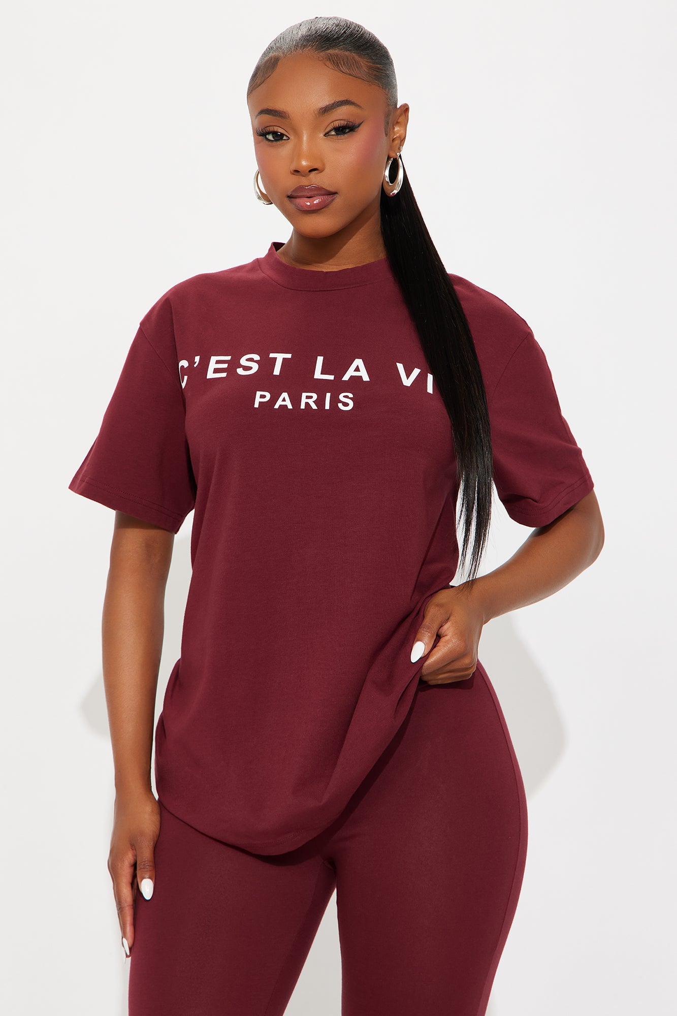 C'est La Vie Legging Set - Burgundy