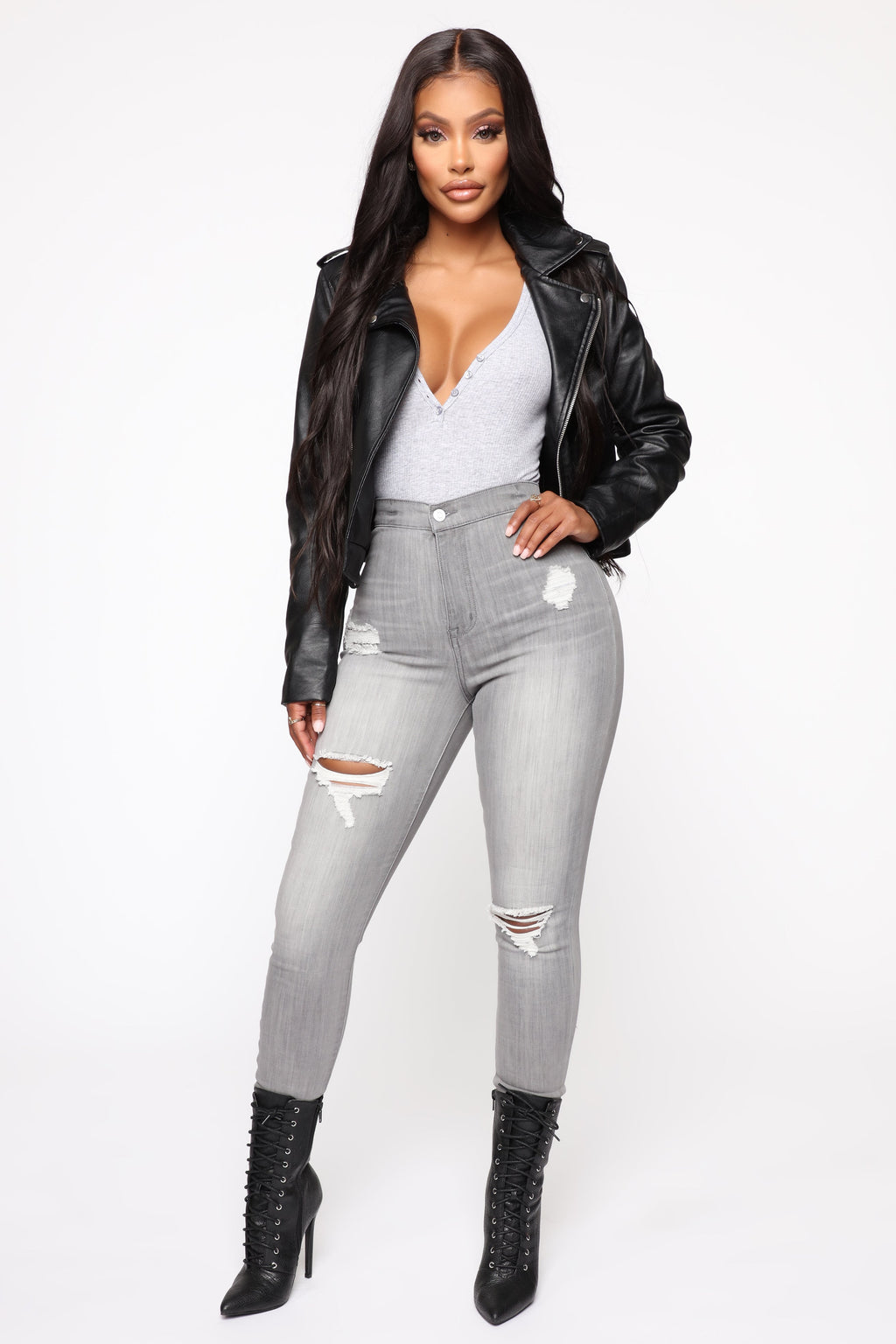 In The Night High Rise Skinny Jeans - Grey