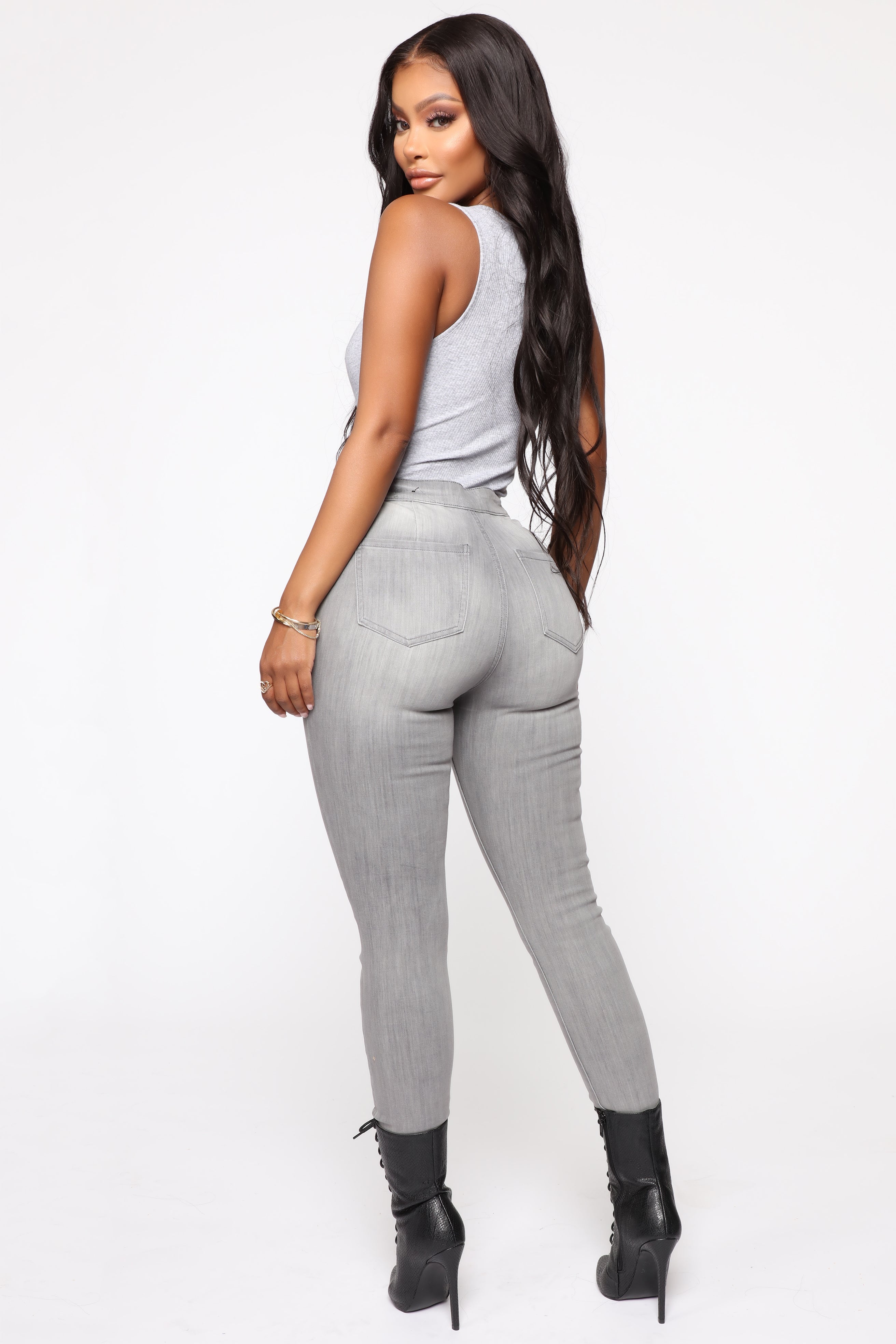 In The Night High Rise Skinny Jeans - Grey