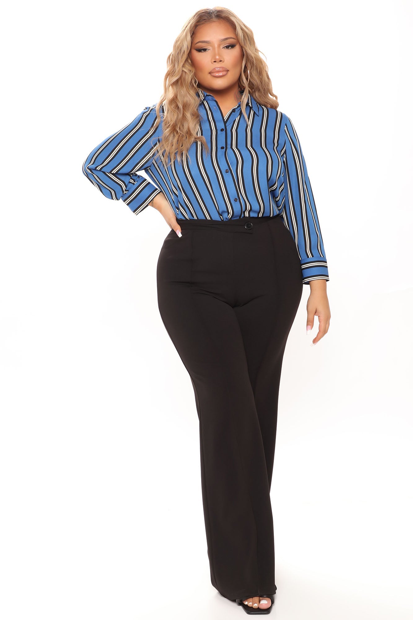 Stripes On Stripes Button Down Shirt - Blue