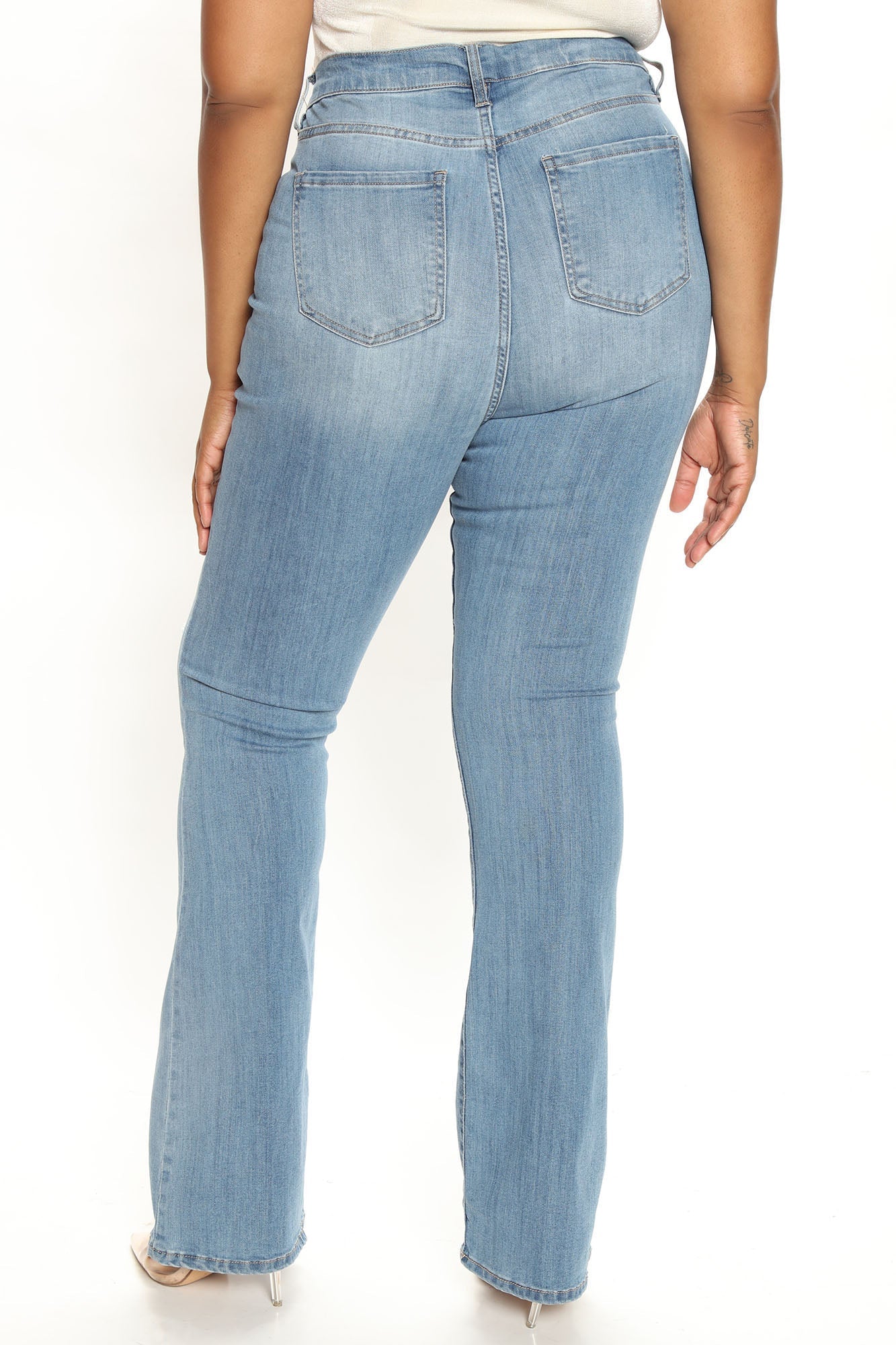 Tall Jessie Mid Rise Distressed Bootcut Jean - Light Blue Wash