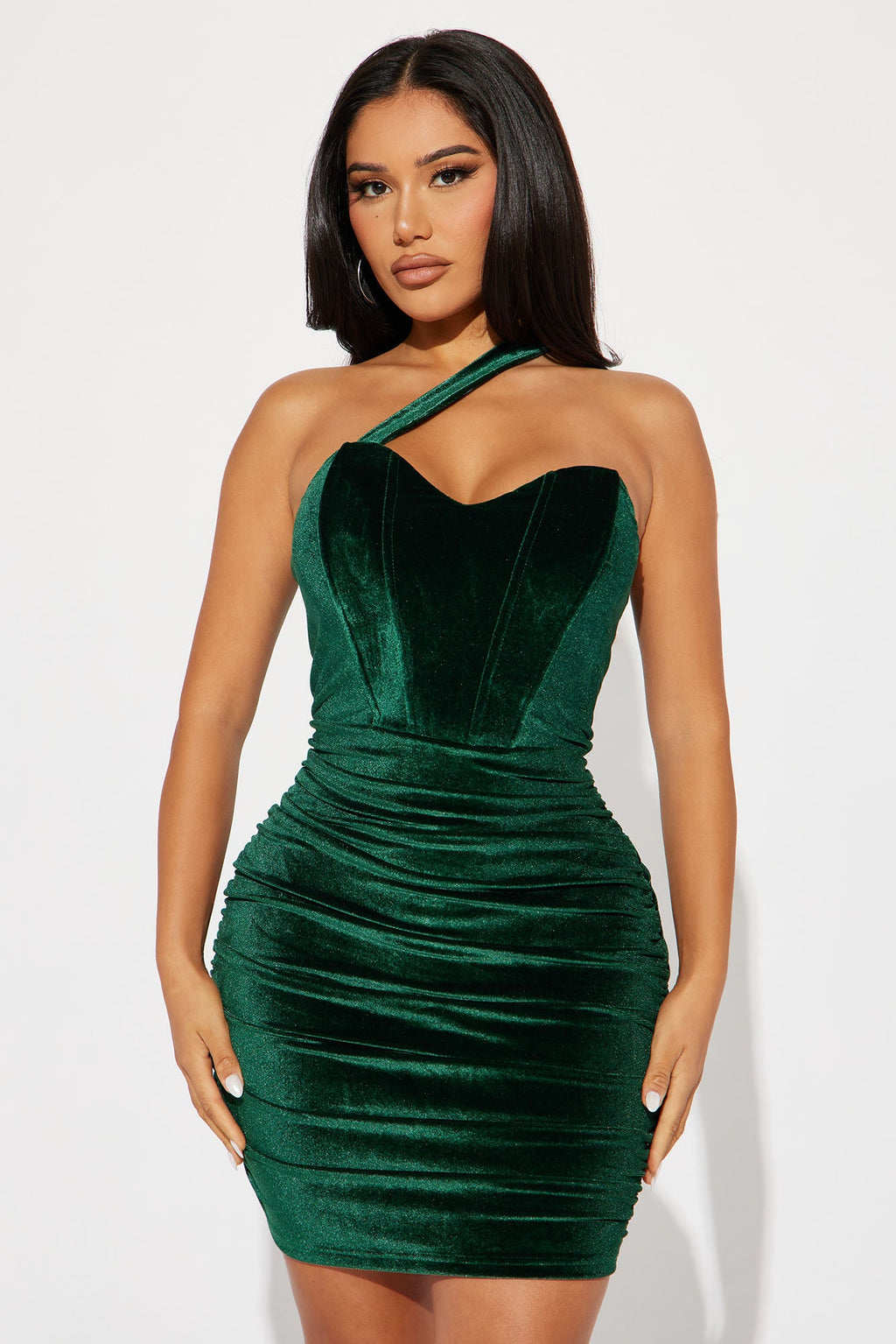 Juliet Velvet Mini Dress - Hunter