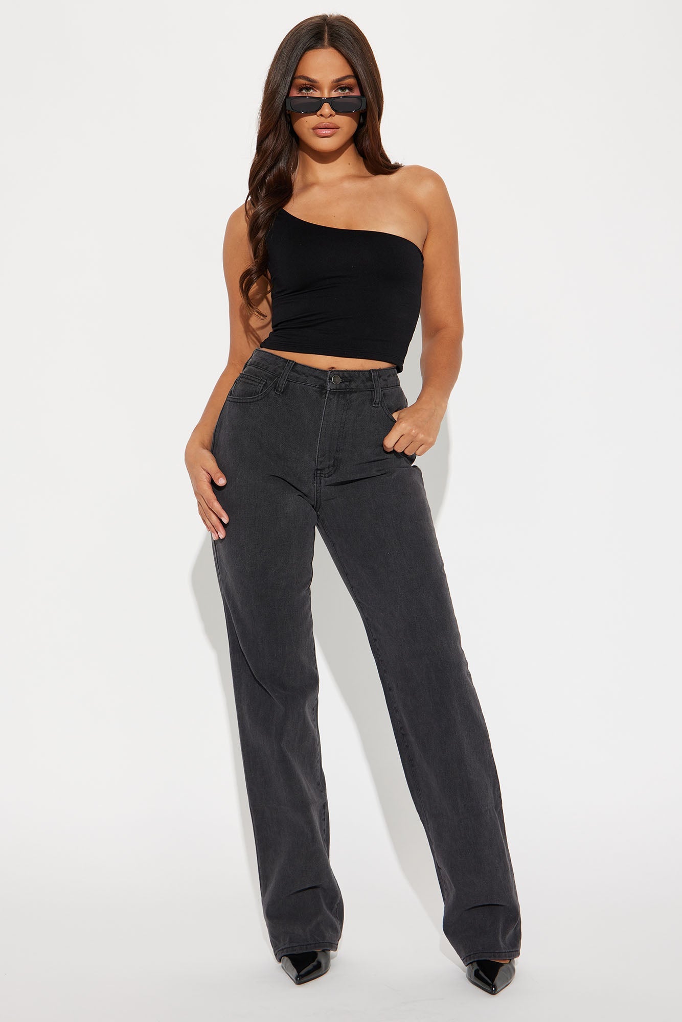 Tall Get It Straight Slouch Fit Jeans - Black