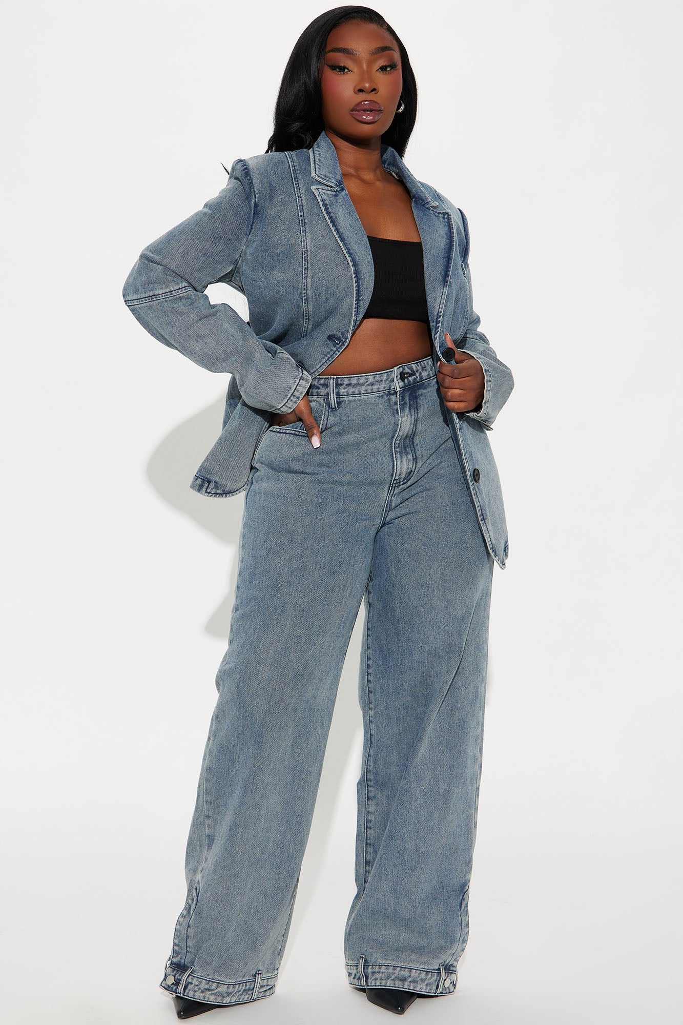 Got Your Mind Racing Denim Blazer - Grey