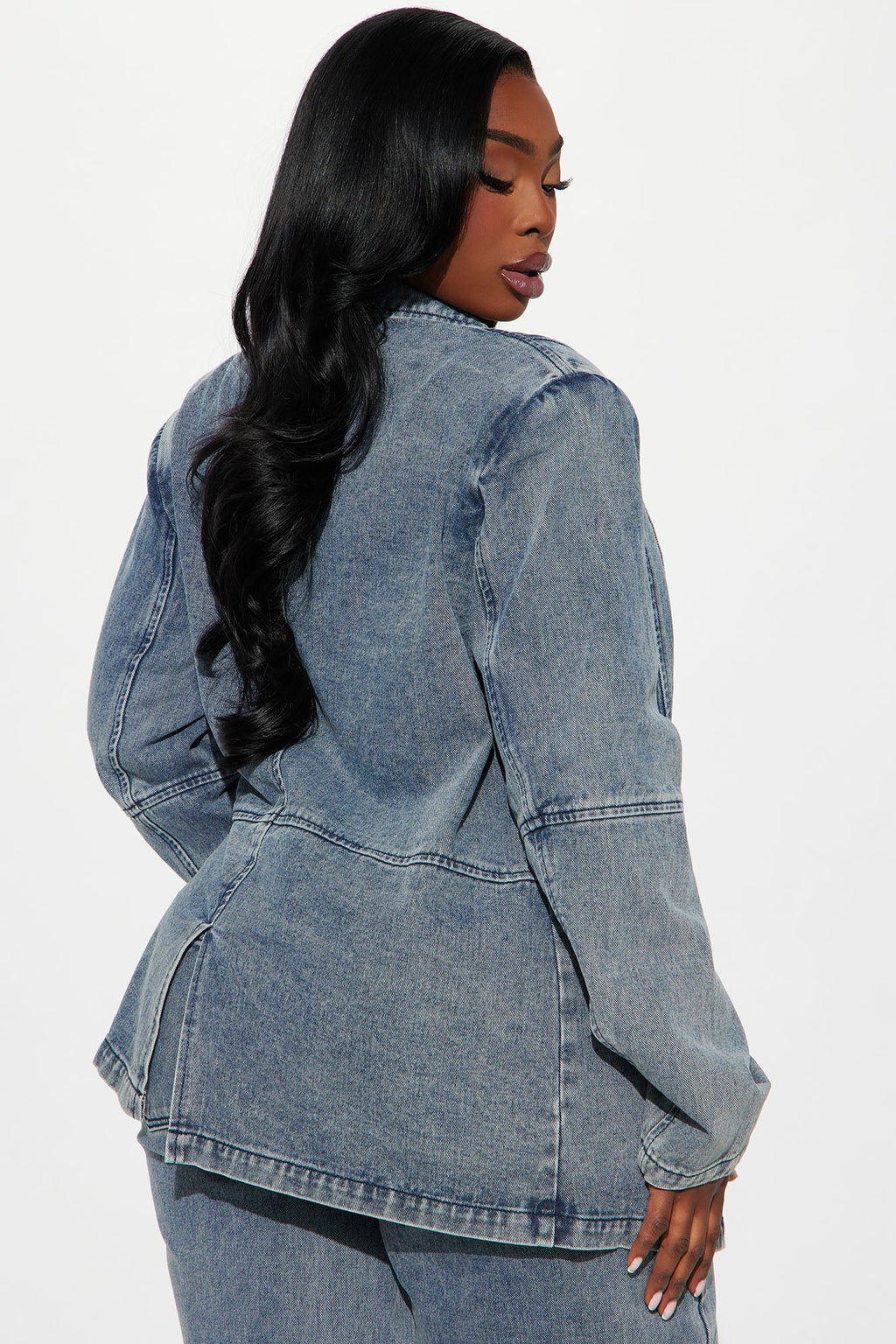 Got Your Mind Racing Denim Blazer - Grey