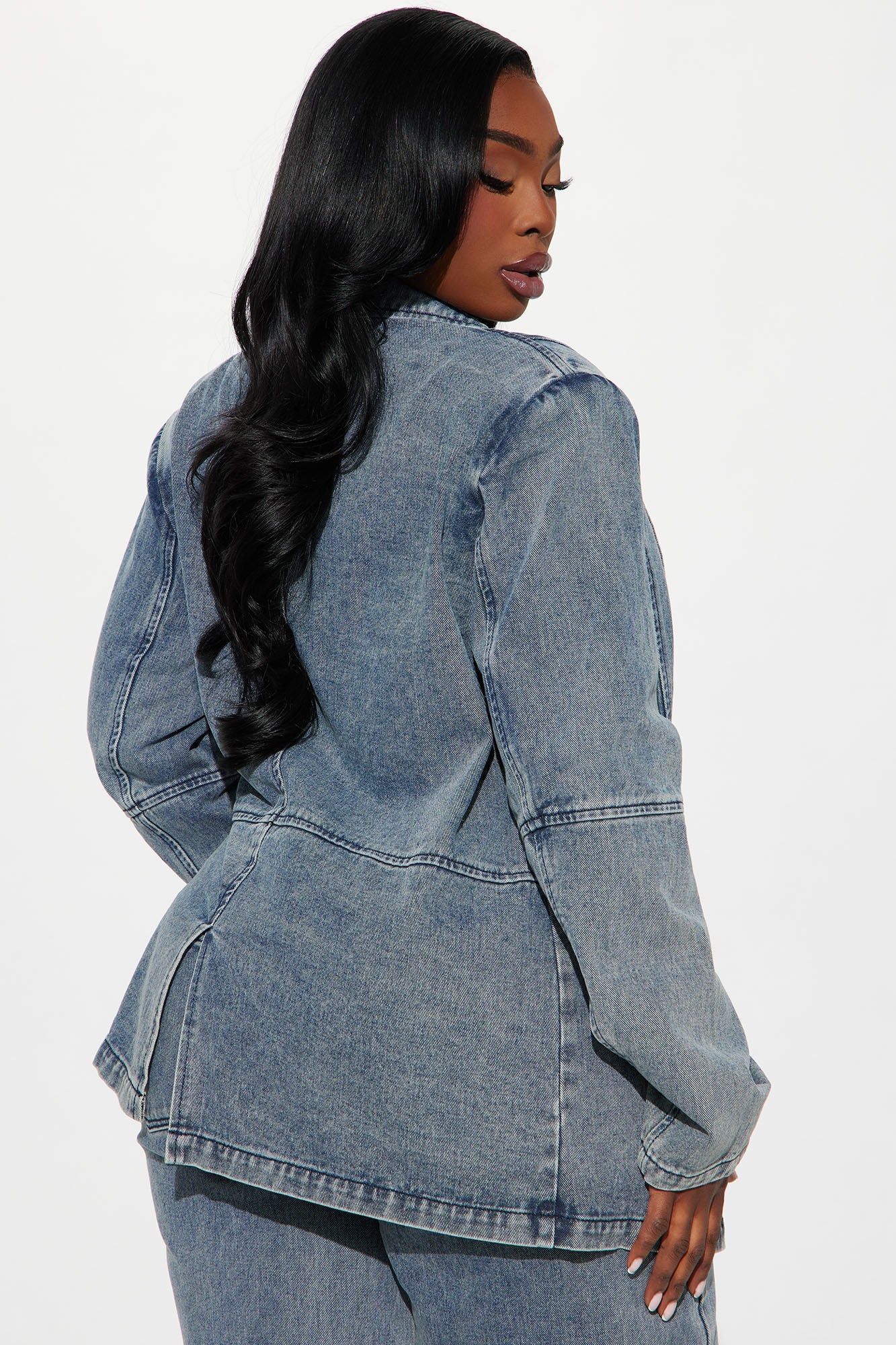 Got Your Mind Racing Denim Blazer - Grey