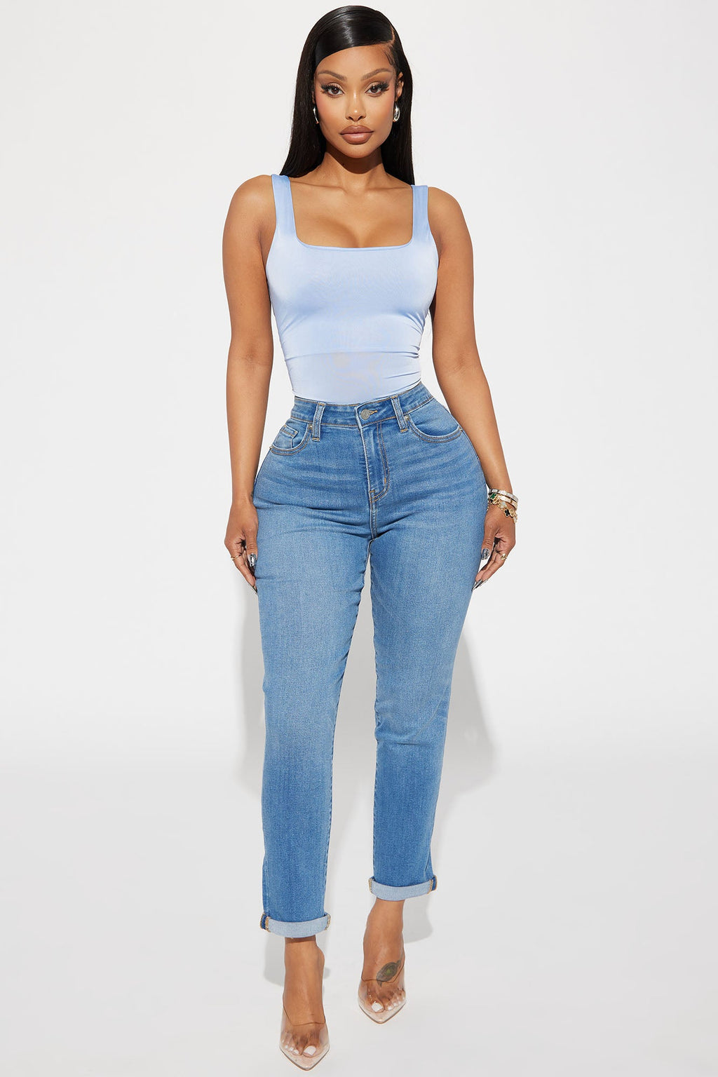 Clara Super Stretch Sculpting Mom Jeans - Medium Wash