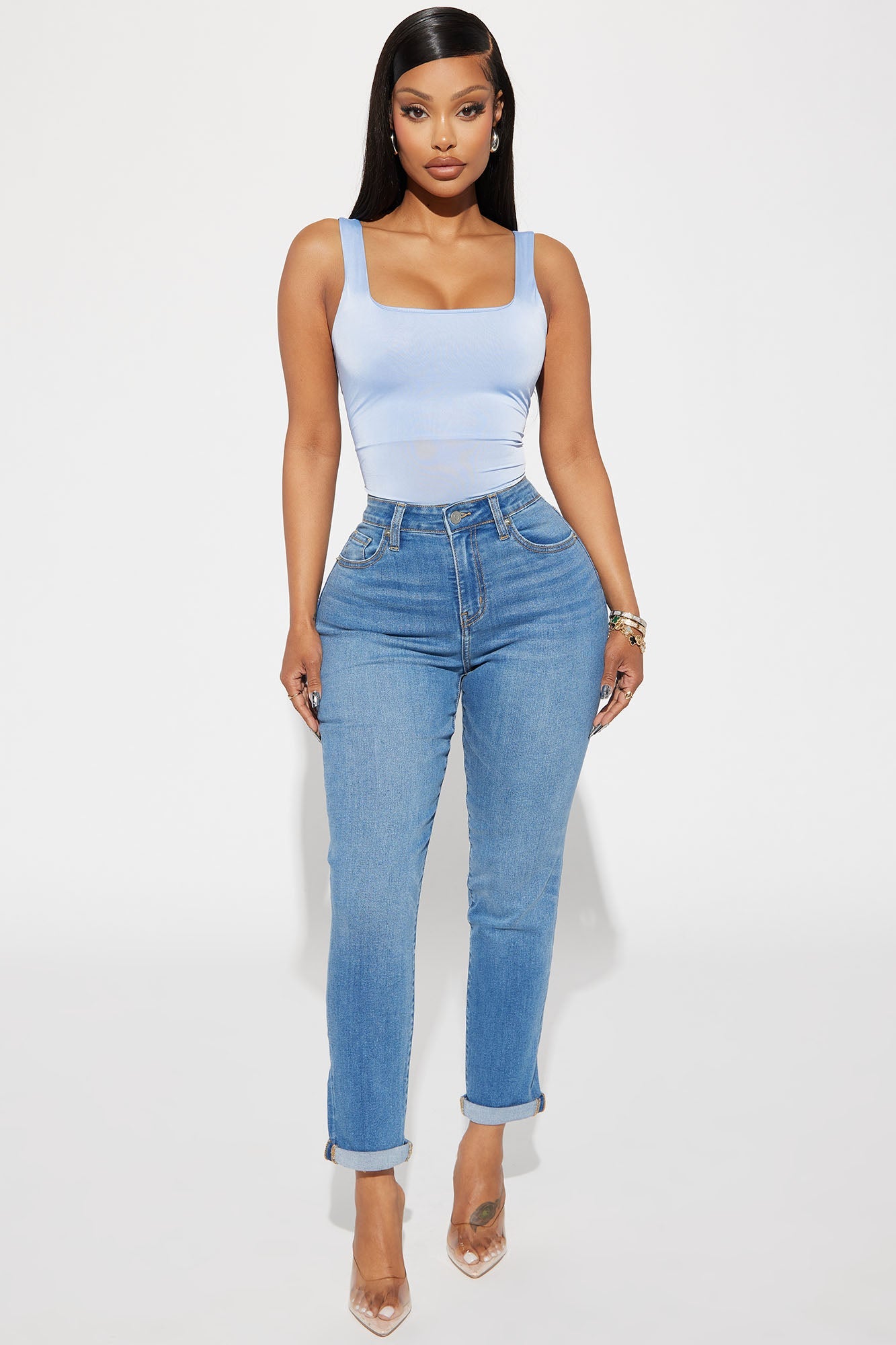 Clara Super Stretch Sculpting Mom Jeans - Medium Wash