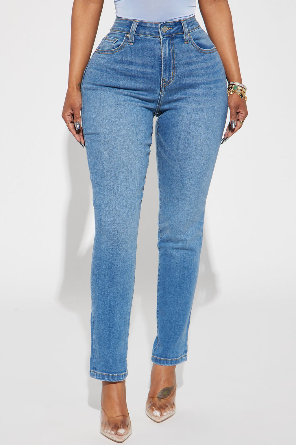 Clara Super Stretch Sculpting Mom Jeans - Medium Wash