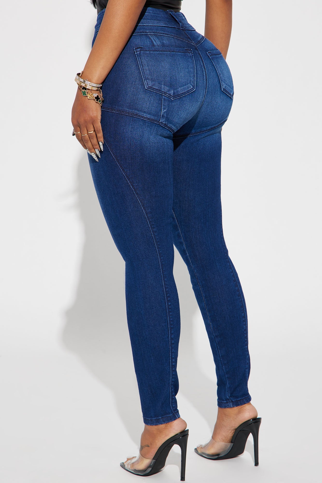 Booty So Good Moto Stretch Skinny Jeans - Dark Wash