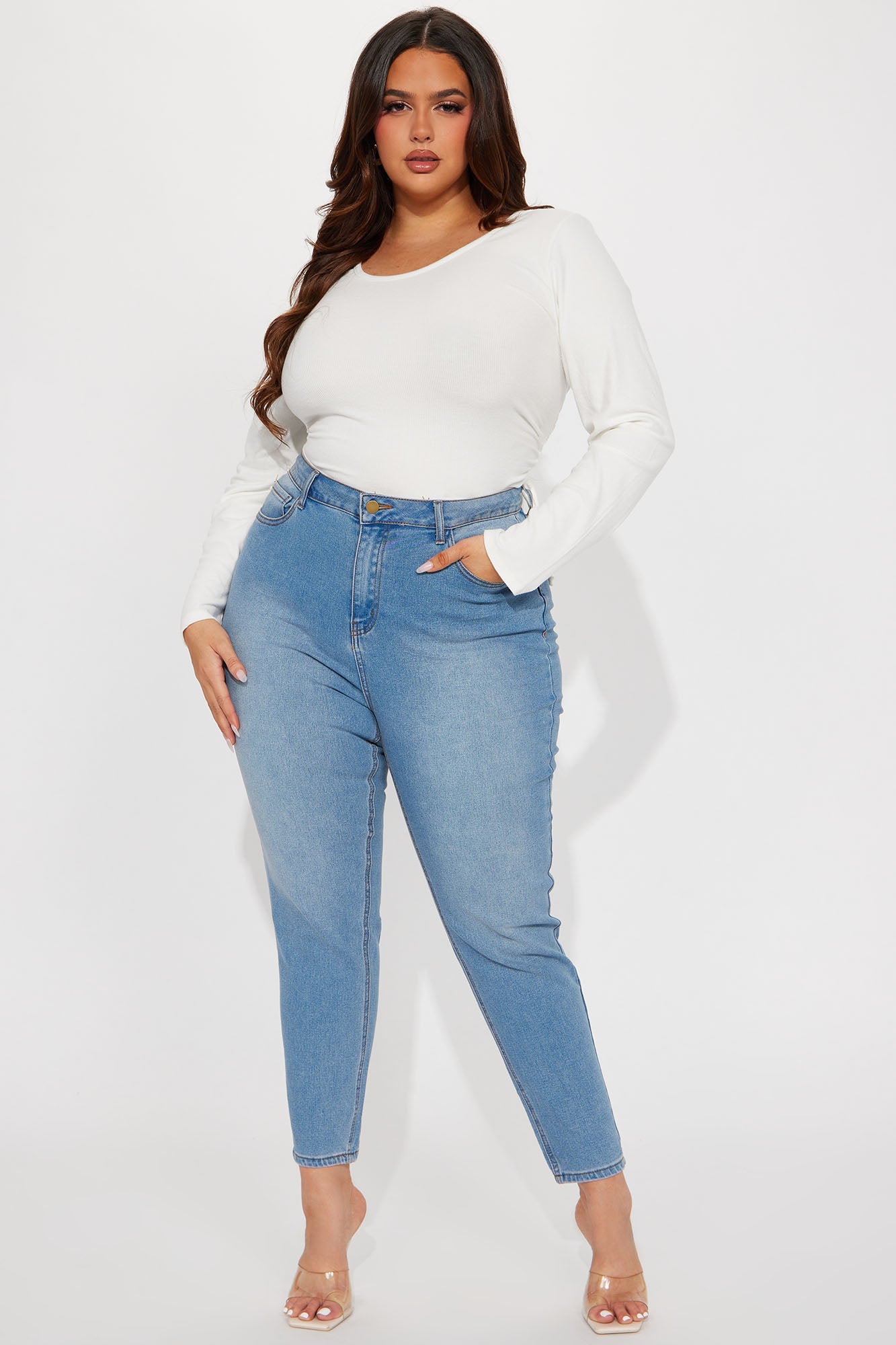 Wifey High Rise Booty Lifter Jeans - Light Blue Wash