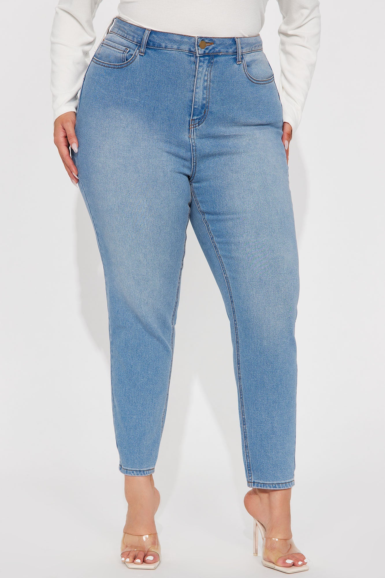 Wifey High Rise Booty Lifter Jeans - Light Blue Wash