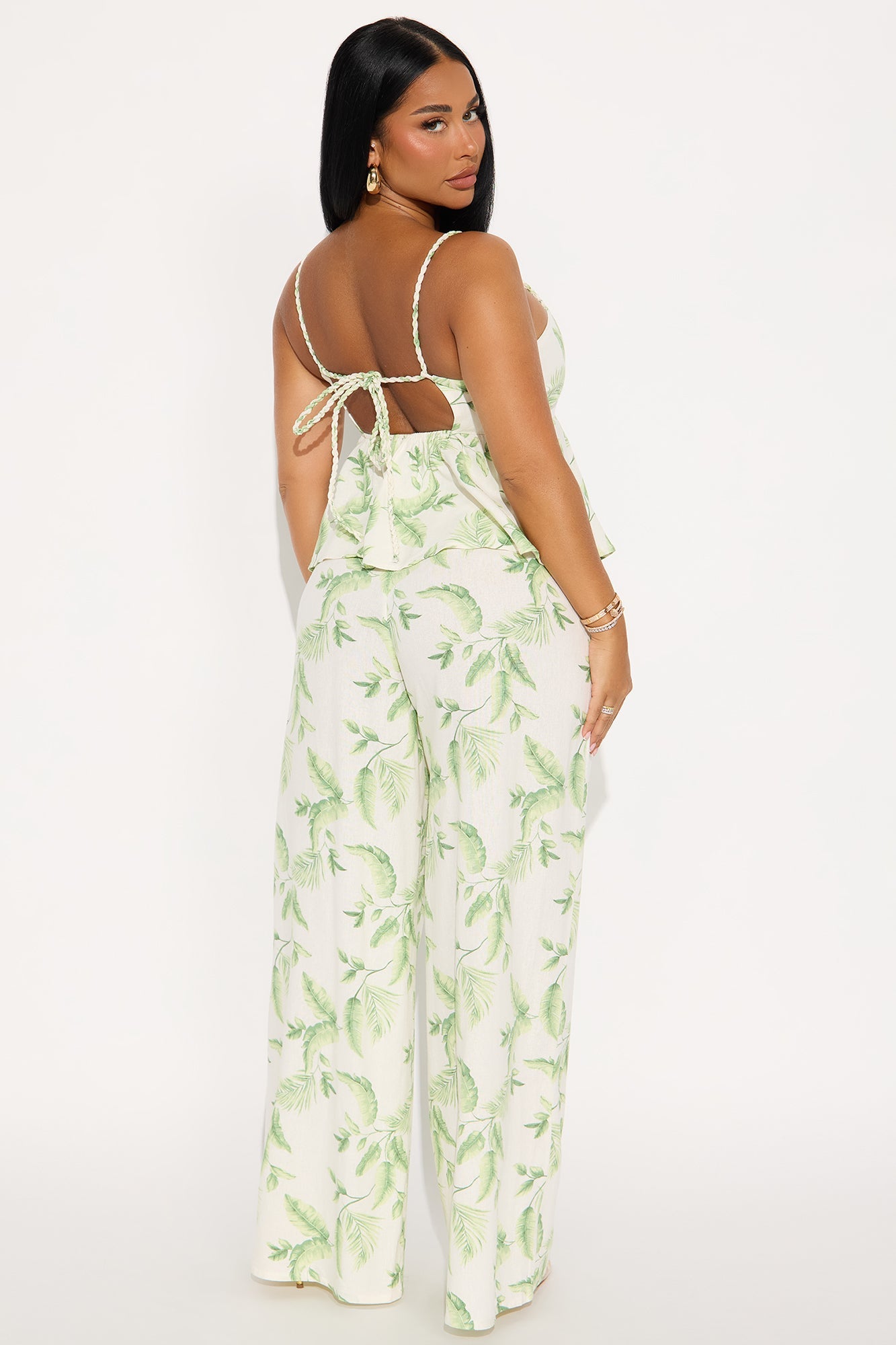 Palms Breeze Linen Pant Set - Green/combo