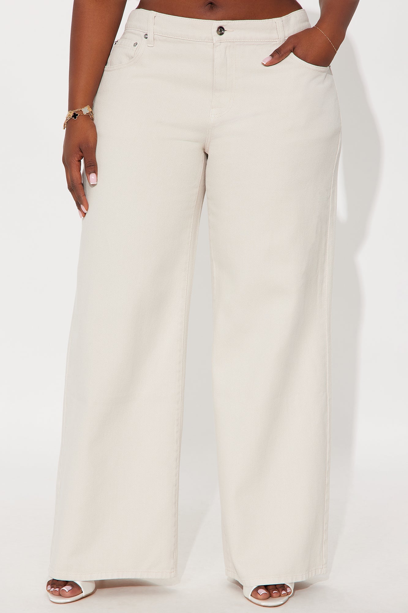 Southside Low Rise Wide Leg Jean - Stone