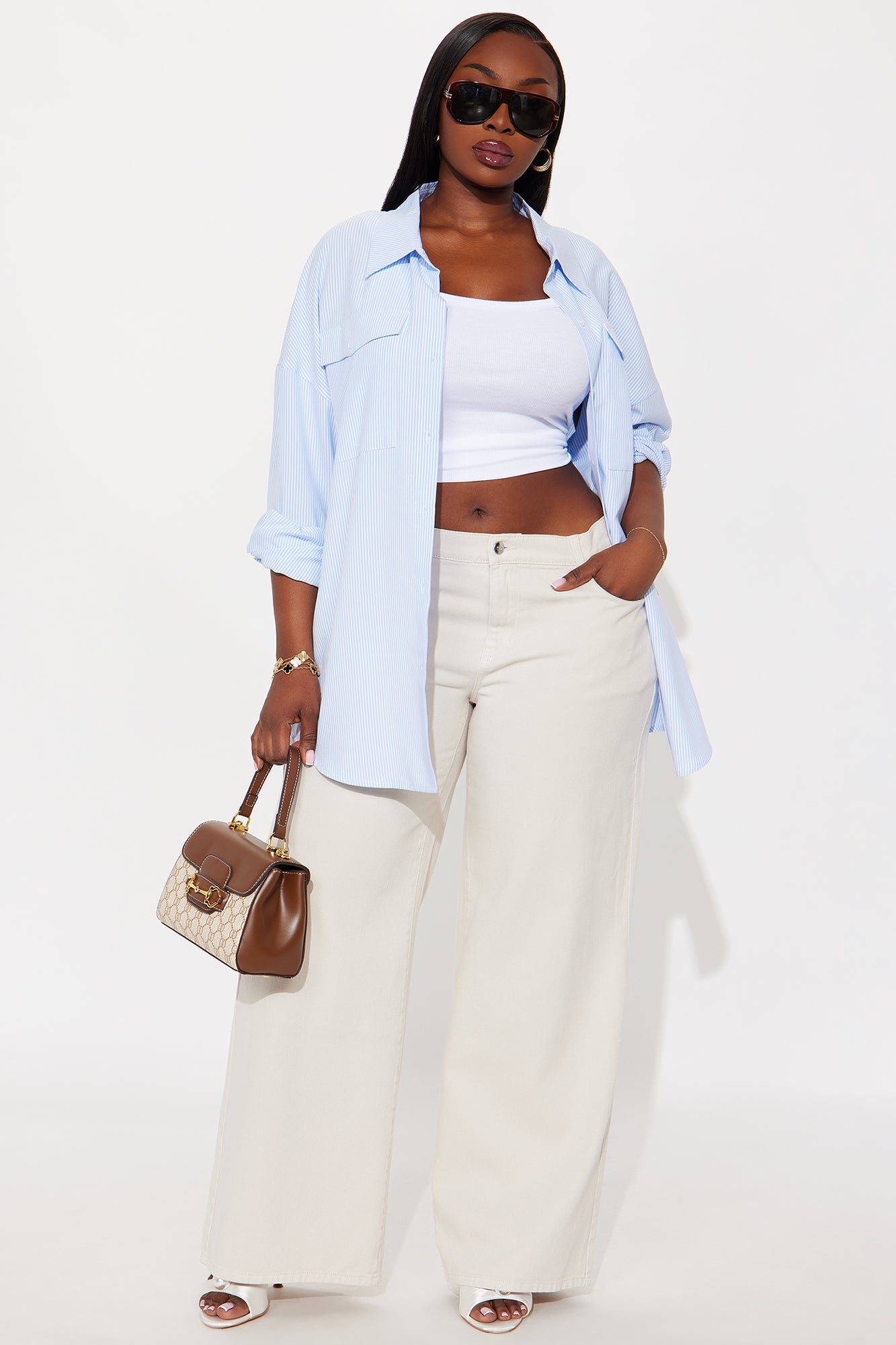 Southside Low Rise Wide Leg Jean - Stone