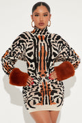 Tigress Sweater Mini Dress - Brown/combo