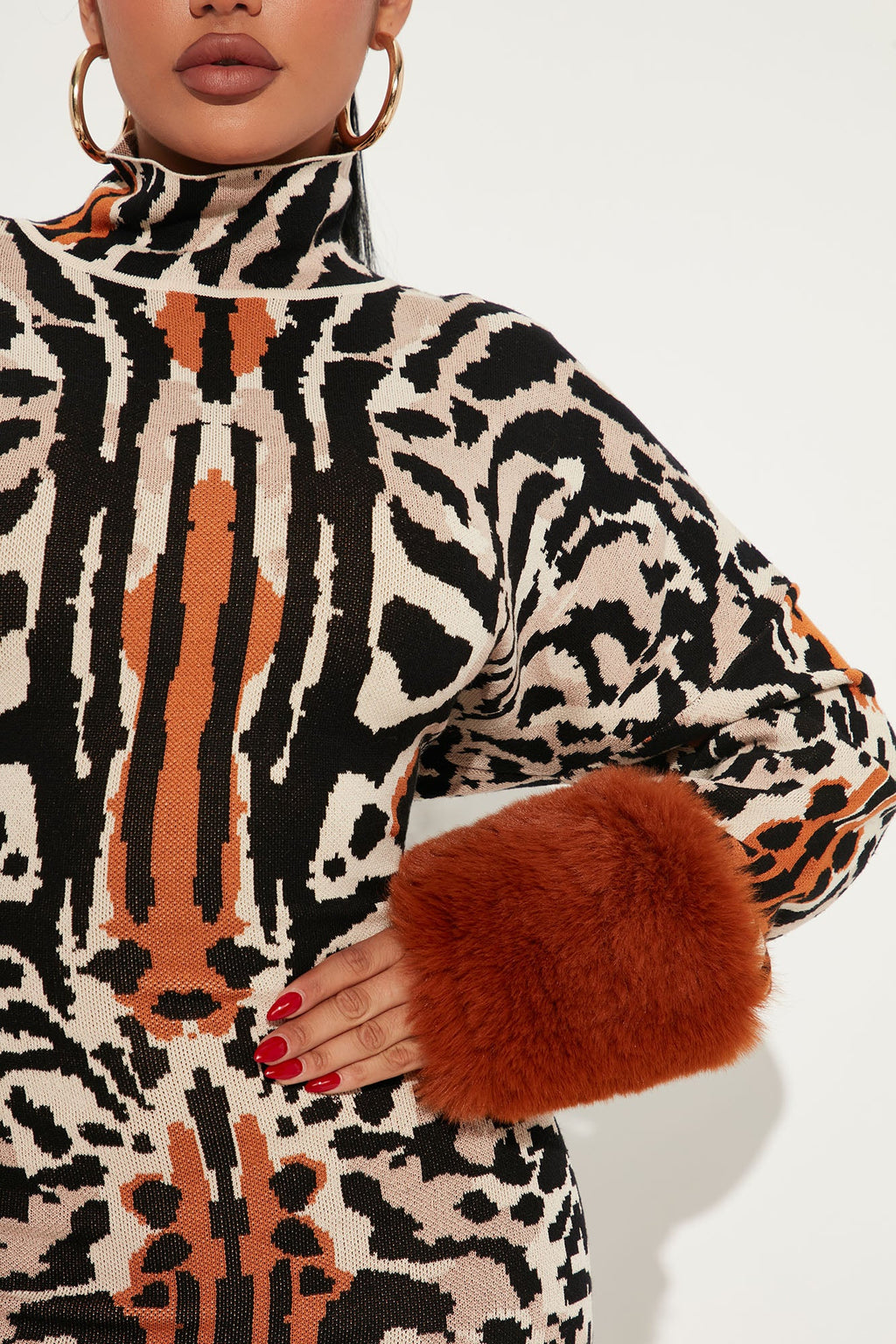 Tigress Sweater Mini Dress - Brown/combo