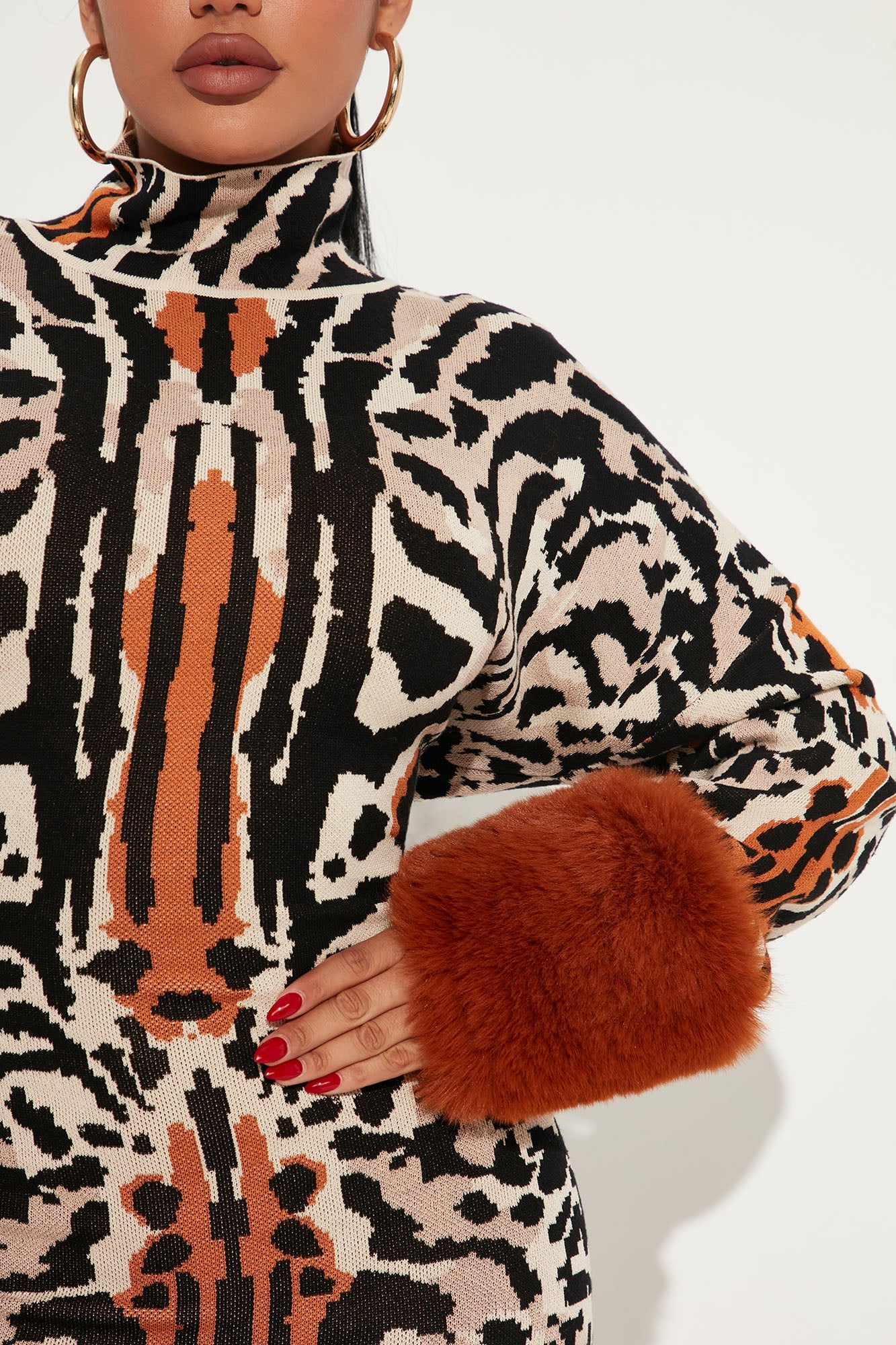 Tigress Sweater Mini Dress - Brown/combo